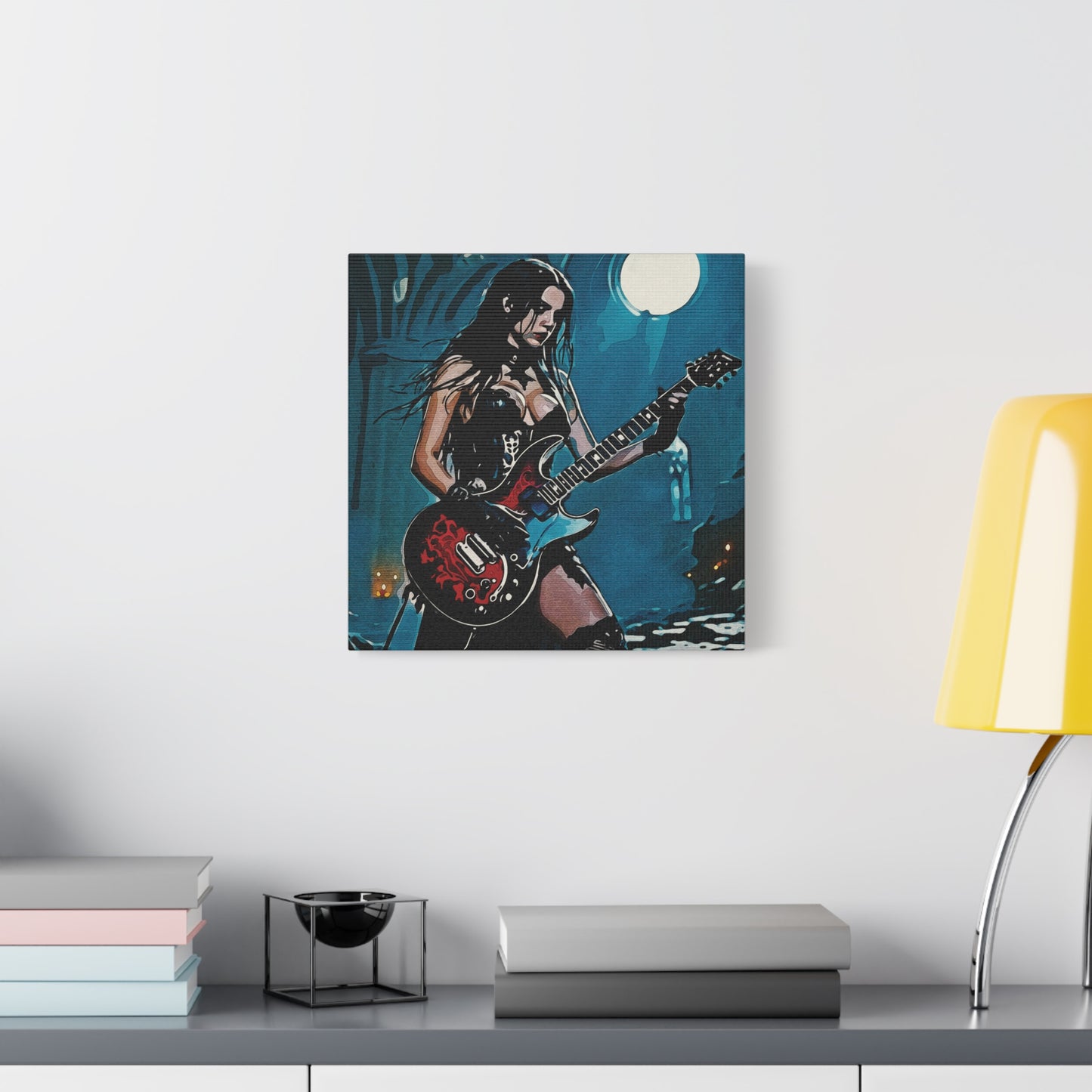 Midnight Riff: Power, Passion, and Gothic Pulse - Gothic Rocker Canvas Art, Edgy Wall Decor, Music Lover Gift, Unique Home Accent, Studio Wall Art