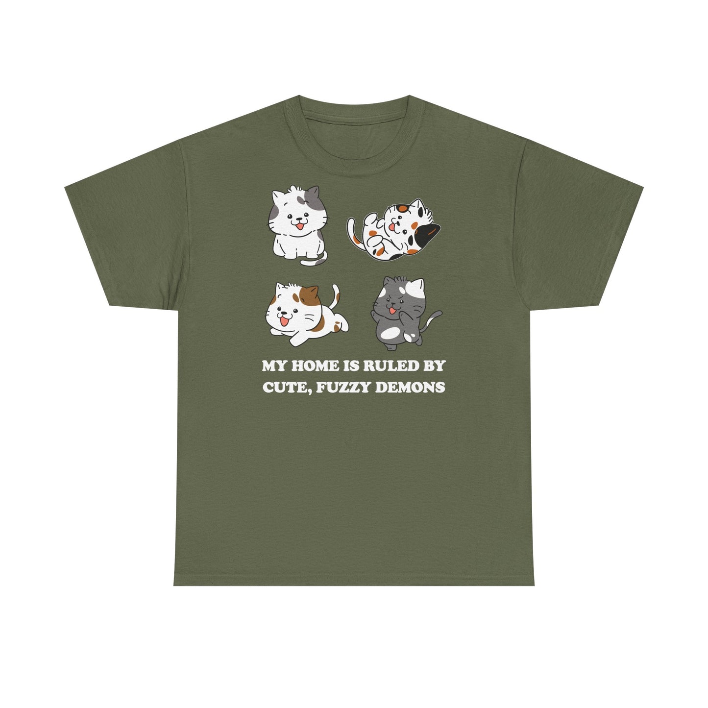 Cat Lover's Cotton Tee - My Home is Ruled by Cute, Fuzzy Demons
