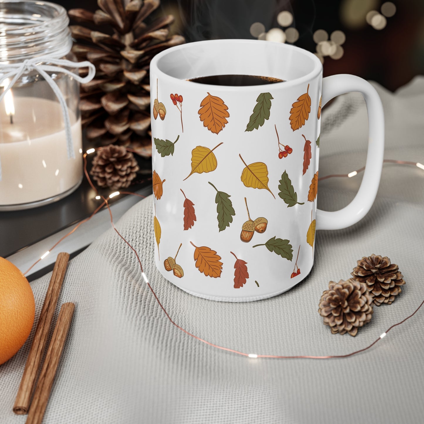 Mug - Autumn - Fall Leaves Ceramic Coffee Cups, 11oz, 15oz
