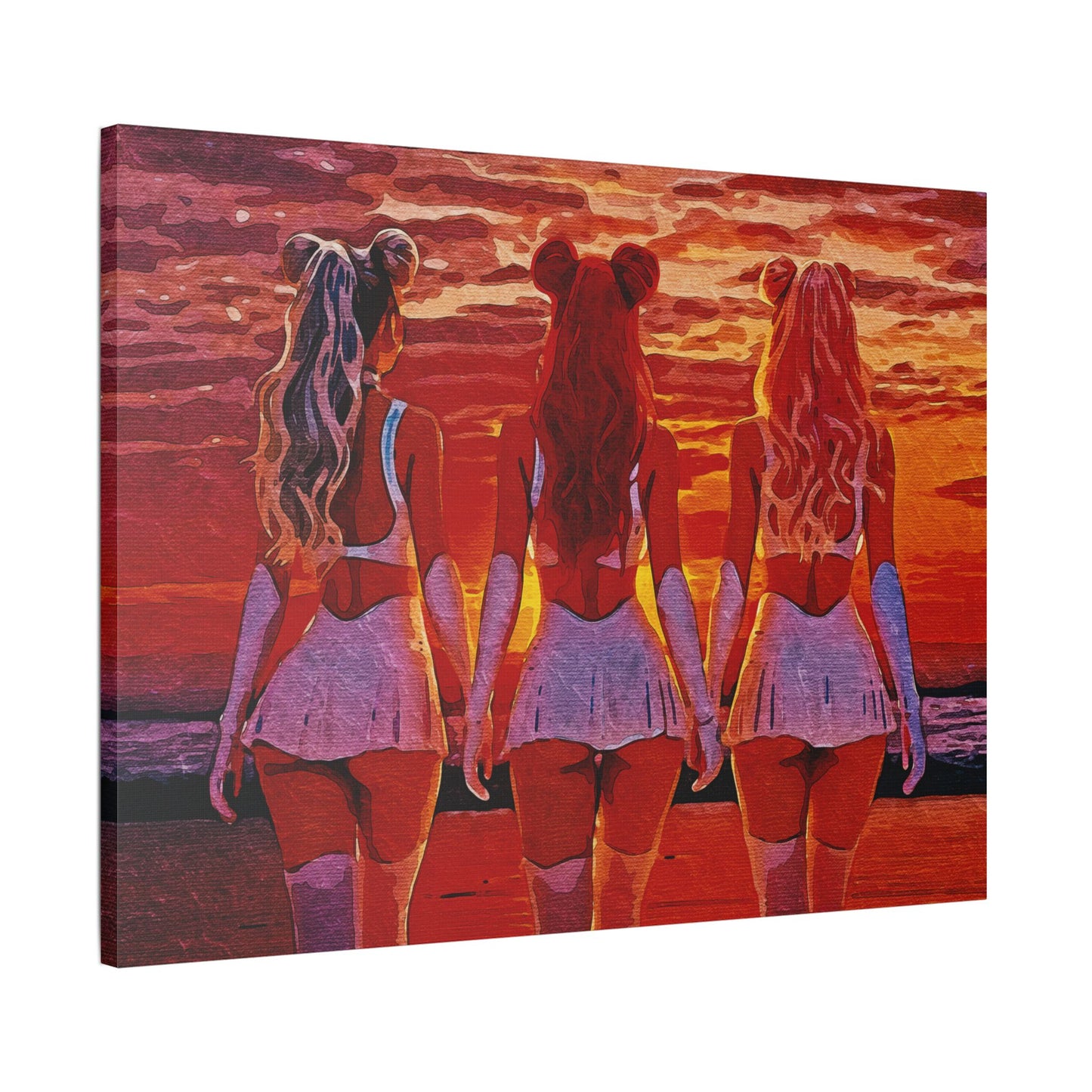 Horizon Sisters β United in Light and Love π
ππ β Unity & Peace in Vibrant Coastal Light - Stretched Canvas Art Print, Boho Wall Decor, Beach Sunset Art, Girls Artwork, Home and Living