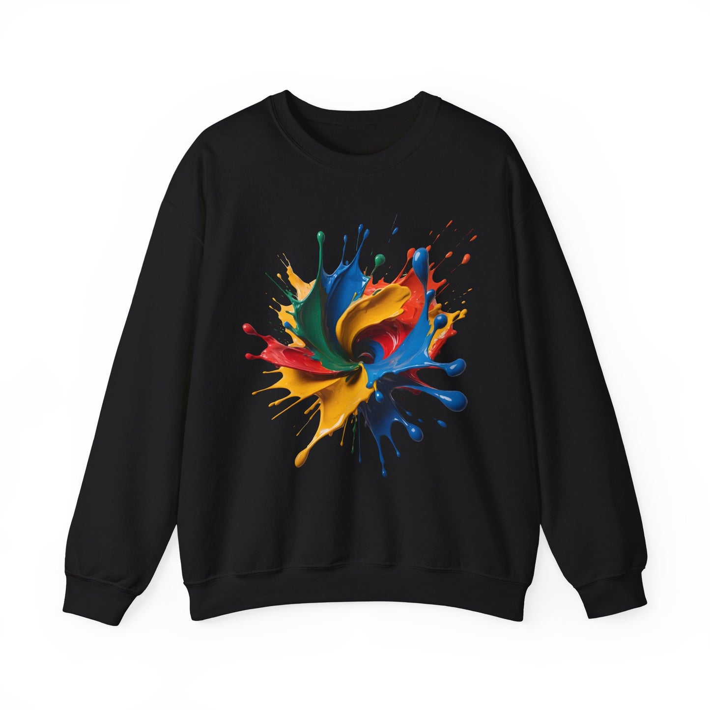"Oops!" Color Splash Energy – Wear the Art, Feel the Vibe - Vibrant Splash Crewneck Sweatshirt - Cozy Artwear, Ideal for Gift Giving, Art Lovers, Casual Style, Unisex Apparel