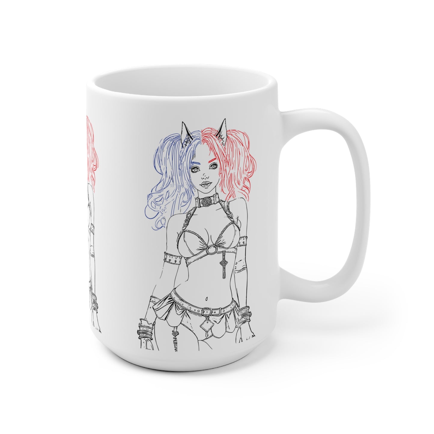 Ainime Catgirl Inspired Ceramic Mug, Cute Coffee Cup, Unique Gift for Comic Fans, Halloween, Birthday, Character Merchandise