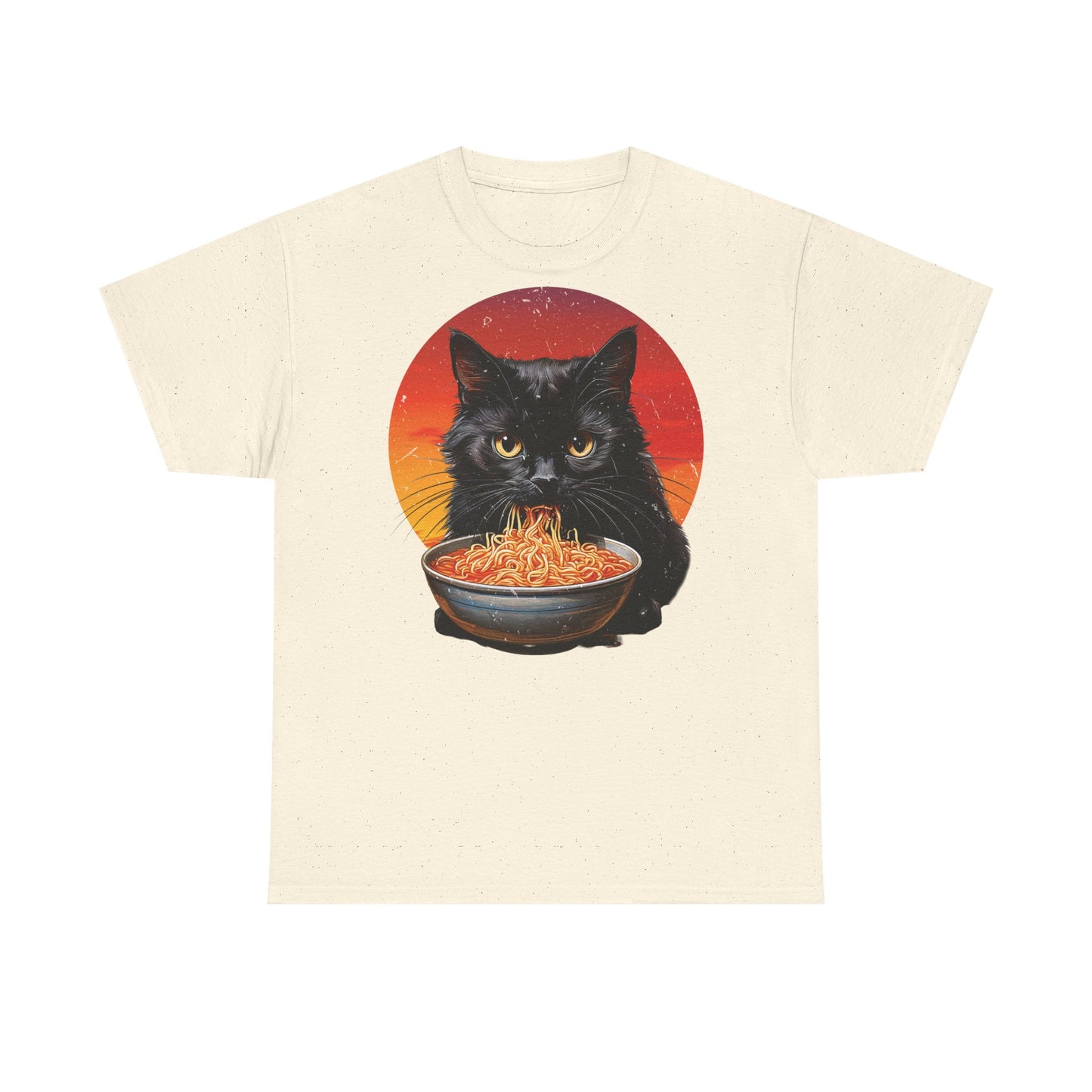 Ramen Cat - Cute Cat with Bowl of Noodles Unisex Heavy Cotton Tee