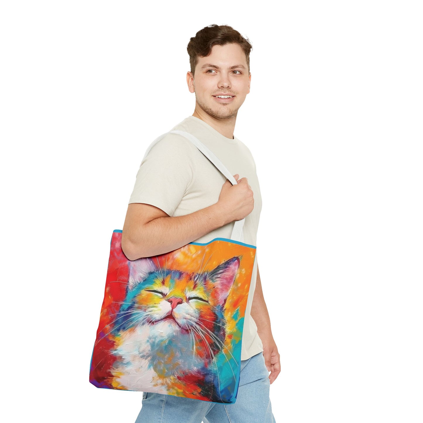 Colorful Cat Tote Bag: Pawsitive Vibes