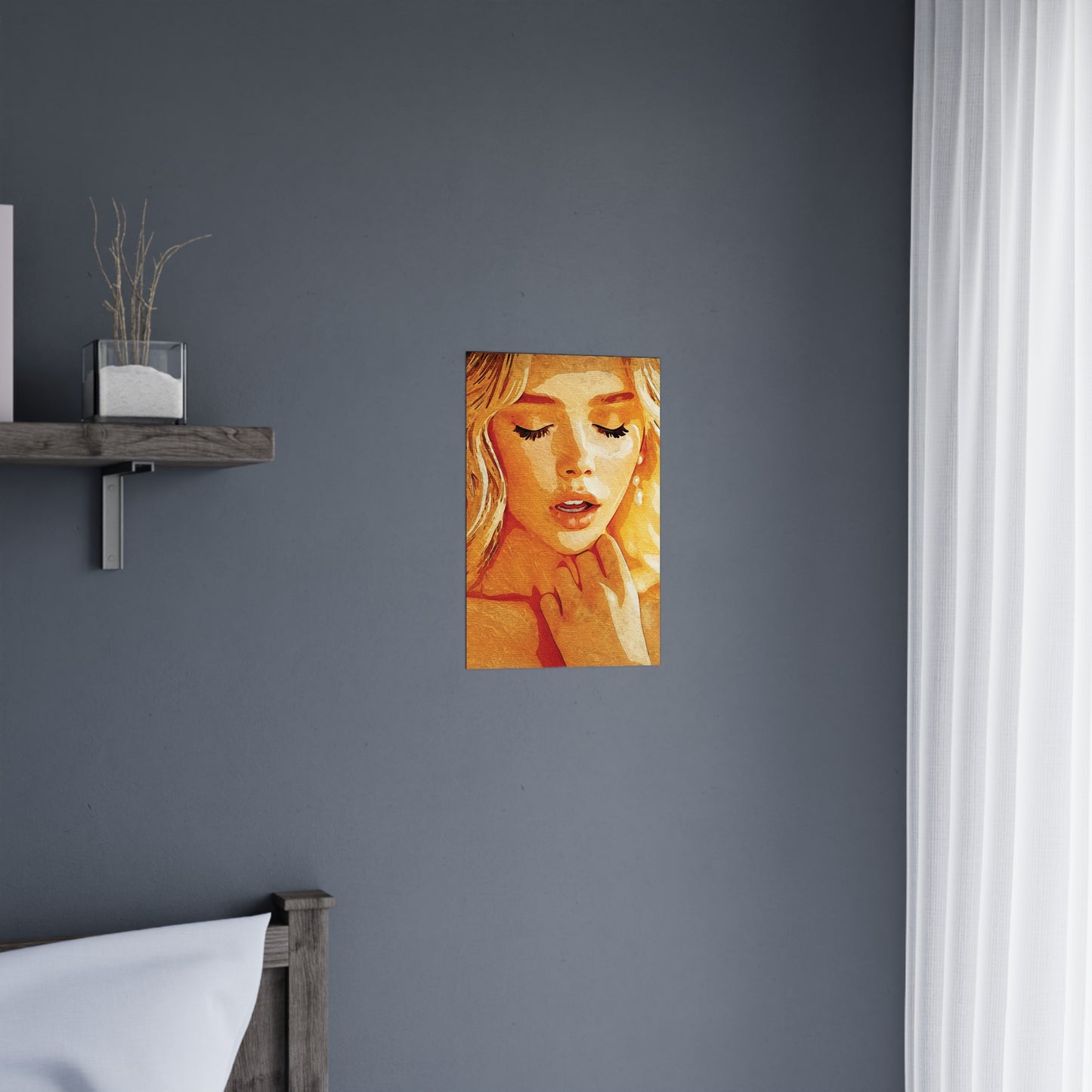 “Golden Reverie: The Serenity of a Soul in Stillness” - Elegant Matte Wall Art Poster, Inspirational Home Decor, Unique Gift for Art Lovers, Modern Aesthetic Wall Decor, Beautiful Portrait Print