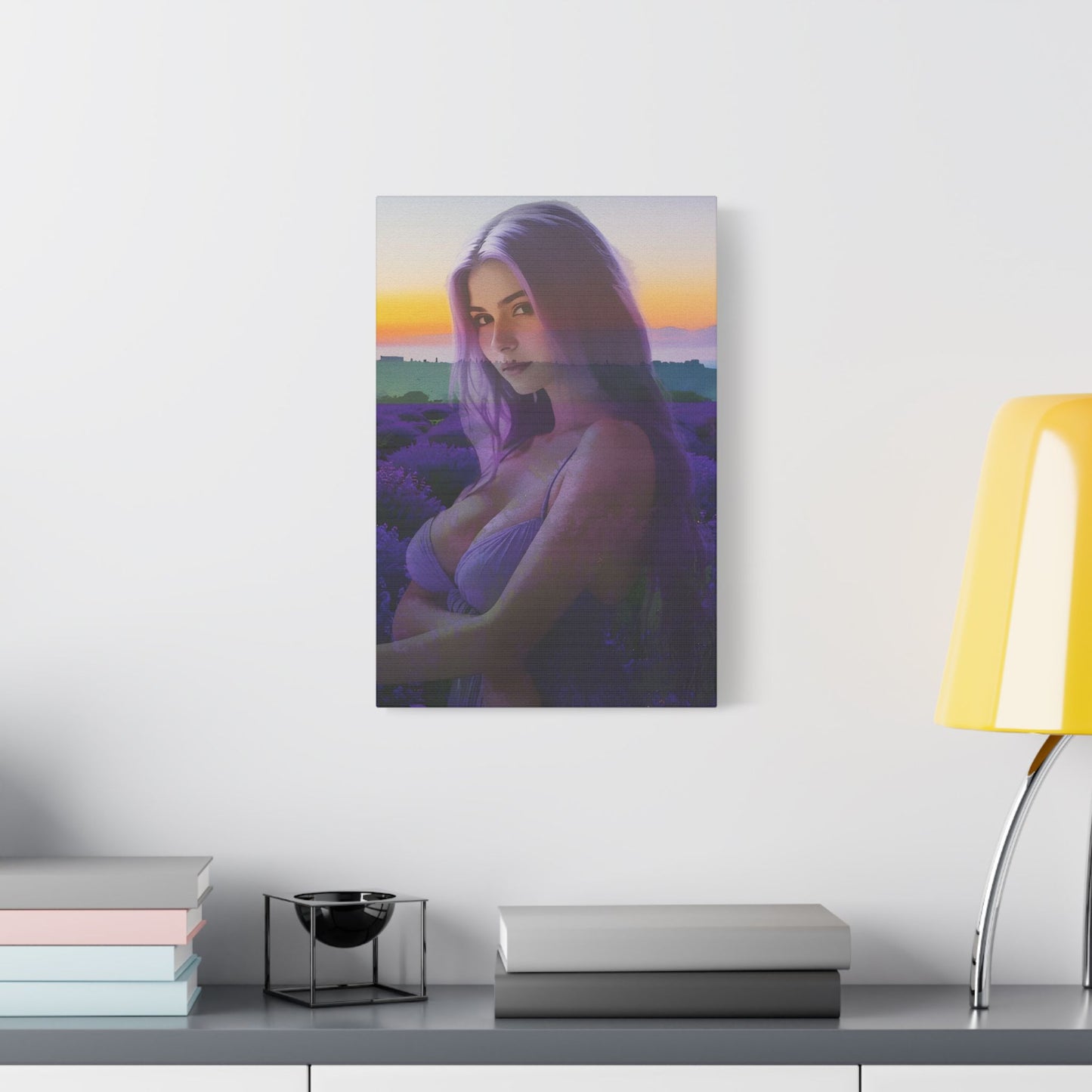 "Beautiful Lavender" – Dreamy Sunset Muse in Lavender Field Canvas Art