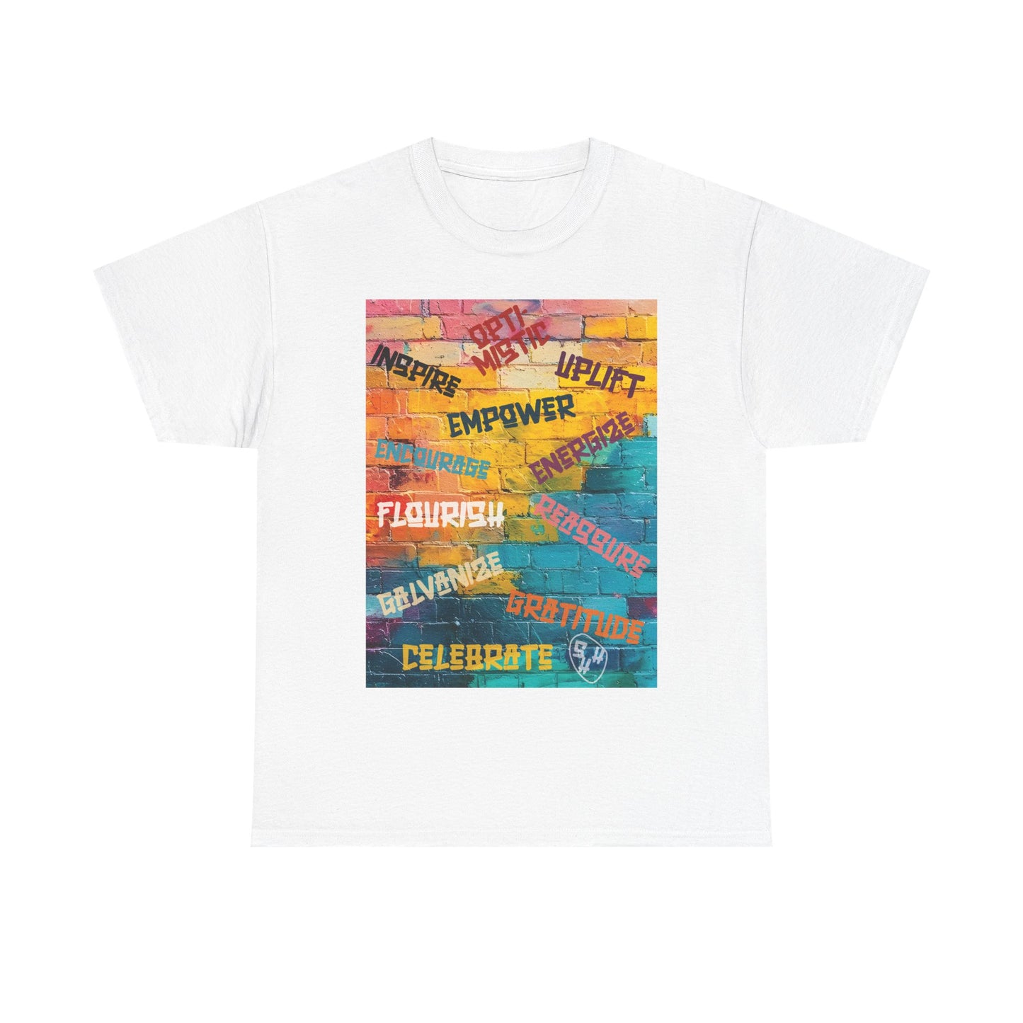 Fuel your fire—Inspire. Empower. Celebrate. 🎨💪 #MotivationalArt #InspireDaily #Empowerment #PositiveVibes #GoalGetter #WallOfWords Unisex Heavy Cotton Tee - Inspire, Uplift, Celebrate, Flourish, Perfect Gift for Motivational Occasions