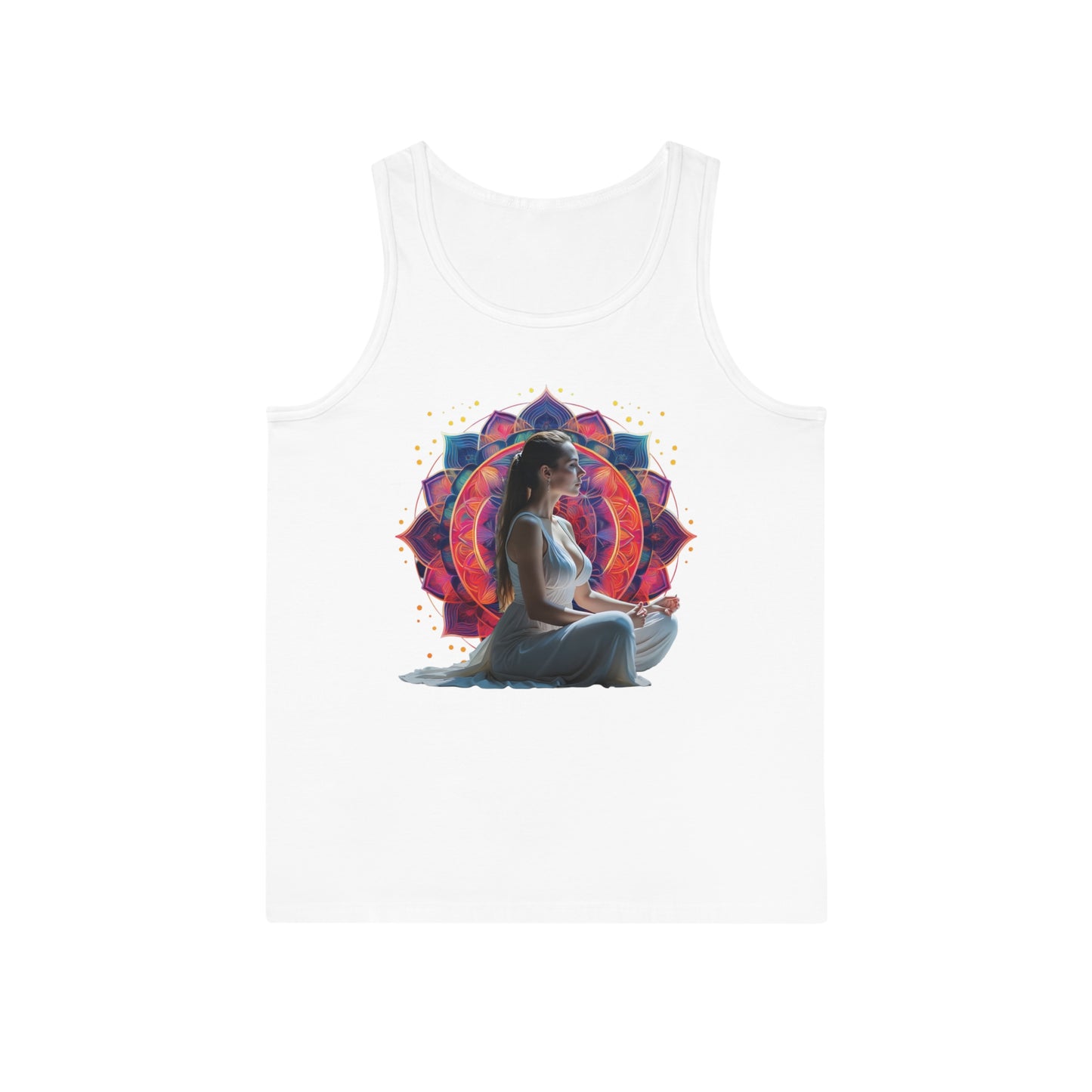 Meditation Mandala Tank Top, Unisex Workout Tee, Yoga Apparel, Relaxation Gift, Spiritual Clothing, Mindfulness Wear