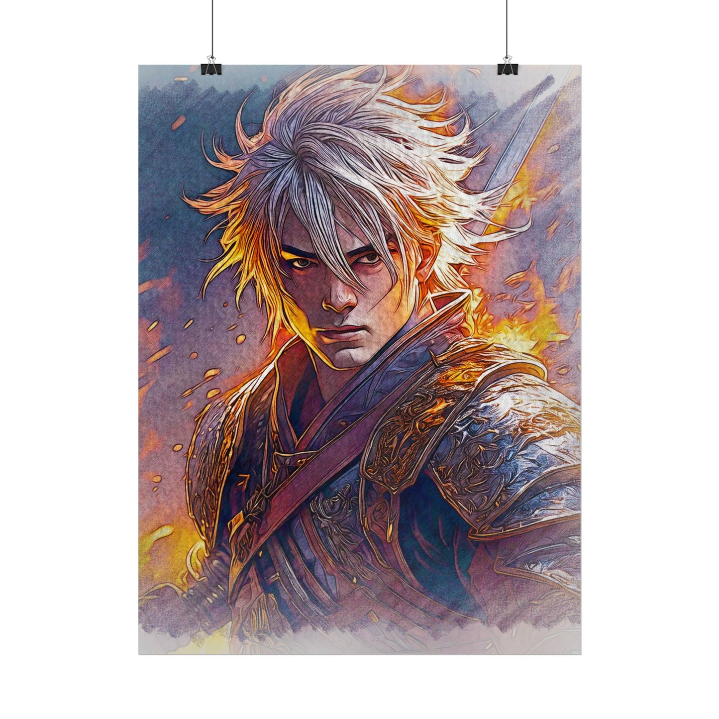 Epic Warrior Art Rolled Poster - Bold Fantasy Decor for Gamers & Anime Fans