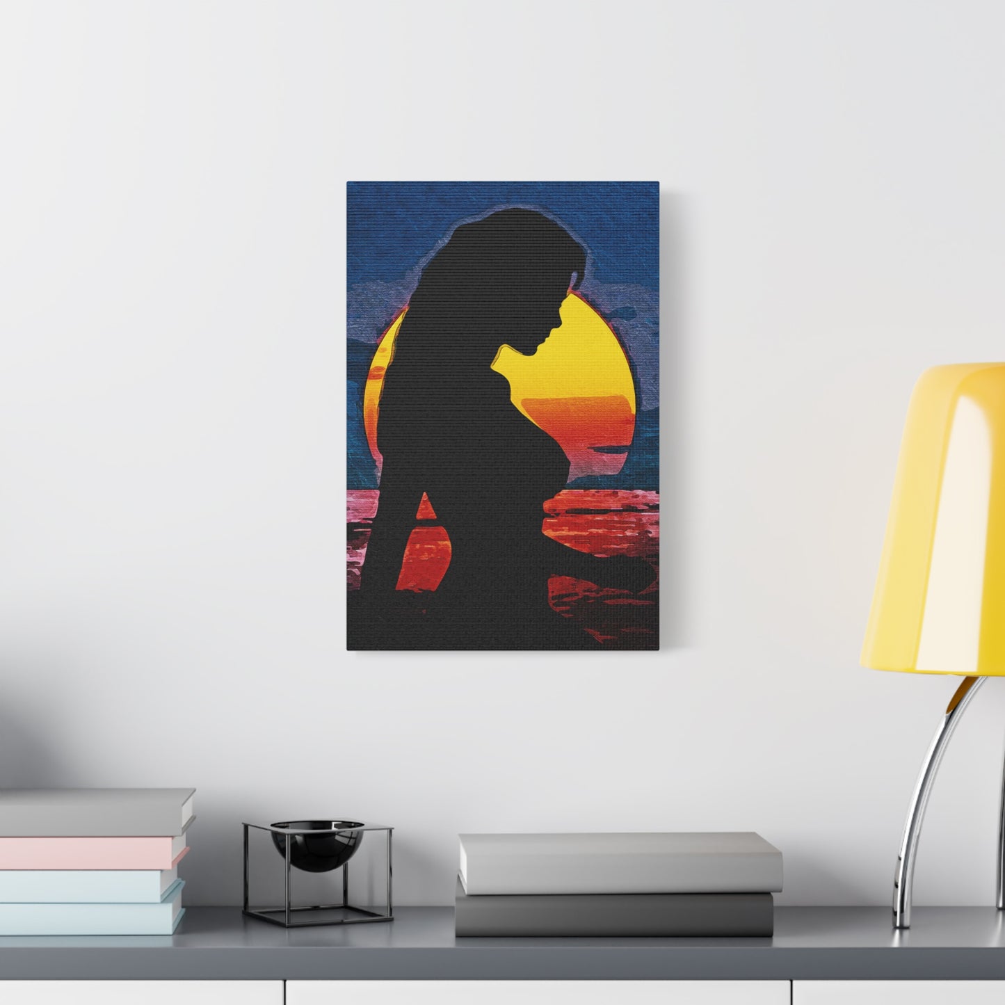 Radiant Horizons: Empowering Silhouette by Sunset – Embrace Inner Strength and Inspiring Beauty - Sunset Silhouette Canvas Wall Art, Inspirational Home Décor, Modern Art Print, Gift for Her, Boho Vibes, Perfect for Beach Lovers