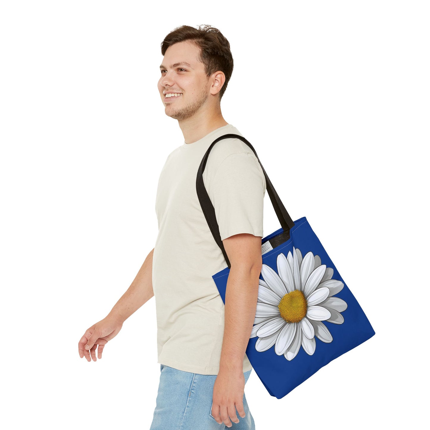 Daisy Tote Bag - White Floral Design Summer Fashion Accessory