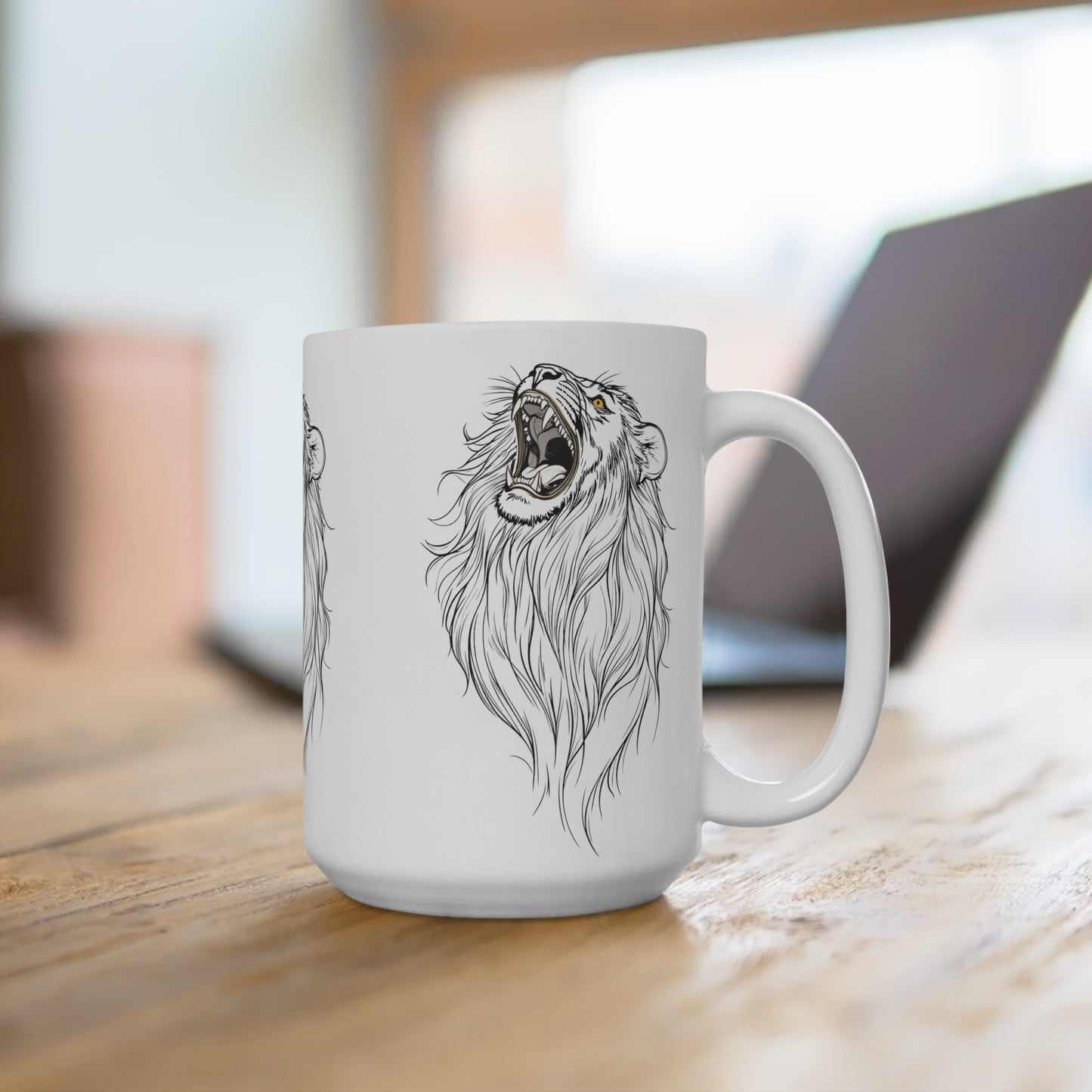 Roaring Lion Ceramic Mug - Bold Coffee Cup for Animal Lovers, Perfect Gift for Birthdays, Home Decor, Tea Time
