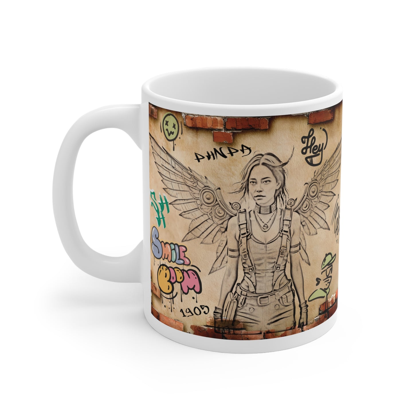 Urban Graffiti Ceramic Mug for Coffee Lovers, Art-Inspired Gift, Street Style Drinkware, Unique Mug for Home or Office, Creative Artwork Mug