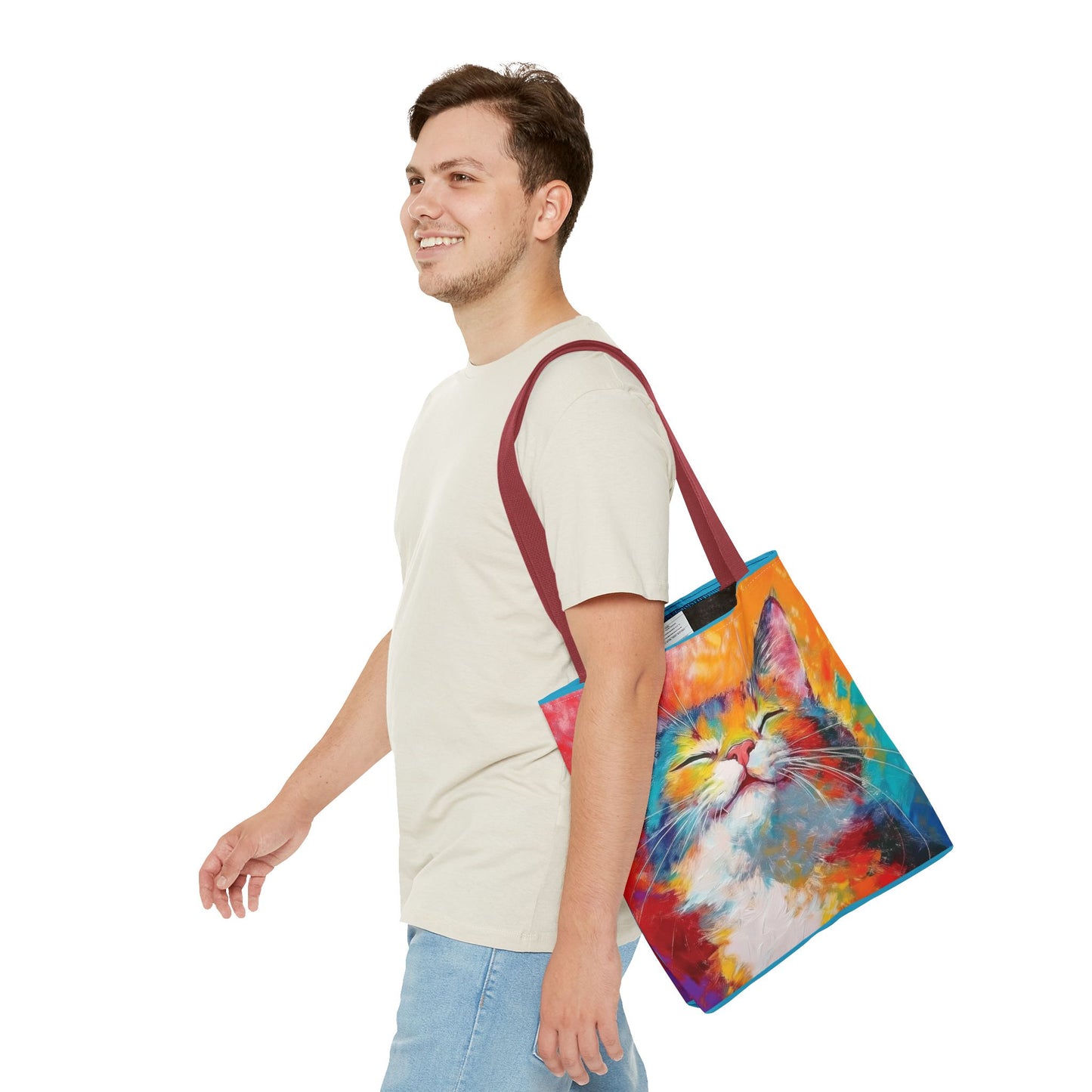 Colorful Cat Tote Bag: Pawsitive Vibes