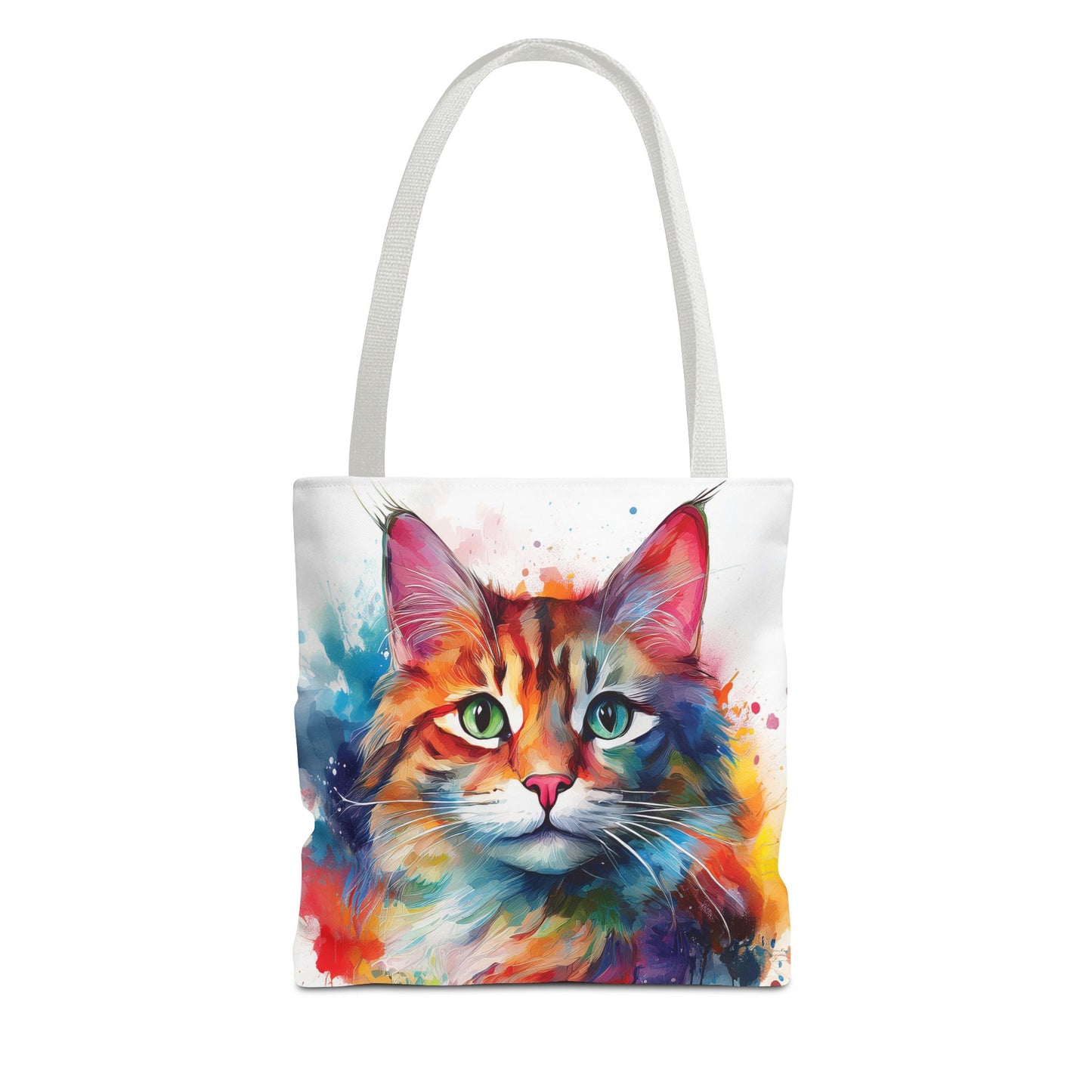 Colorful Tri-Color Cat Tote Bag: Pawsitive Vibes