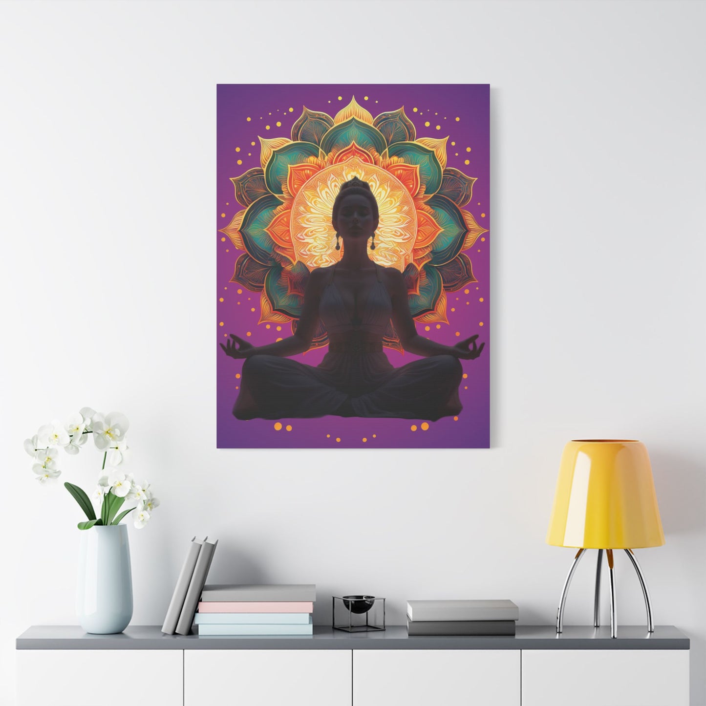 Meditation Canvas Art Print, Spiritual Wall Decor, Yoga Decor, Mindfulness Gift, Bohemian Art, Lotus Flower Canvas