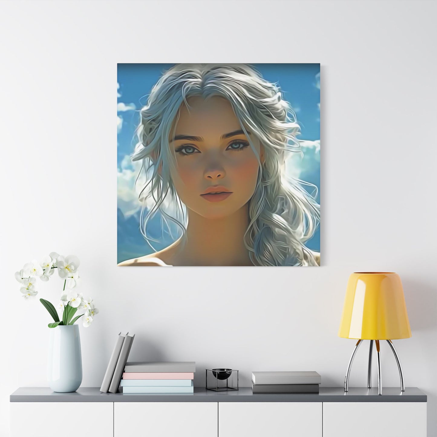 Radiance Within: The Calm Power of Beauty - Stretched Satin Canvas Art Print, Ethereal Wall Decor, Modern Home Aesthetic, Inspirational Art, Gift for Art Lovers