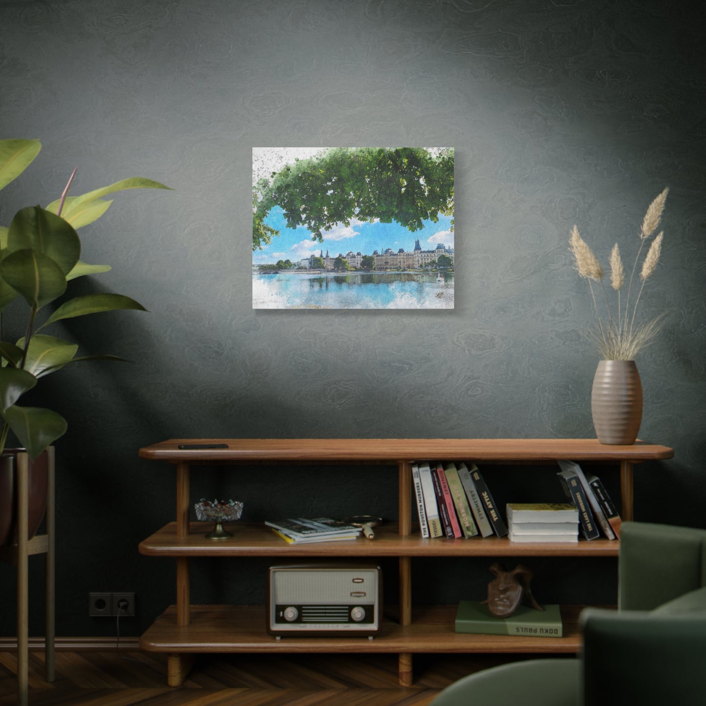 'The Lakes' Copenhagen - Canvas Print Watercolor Art -