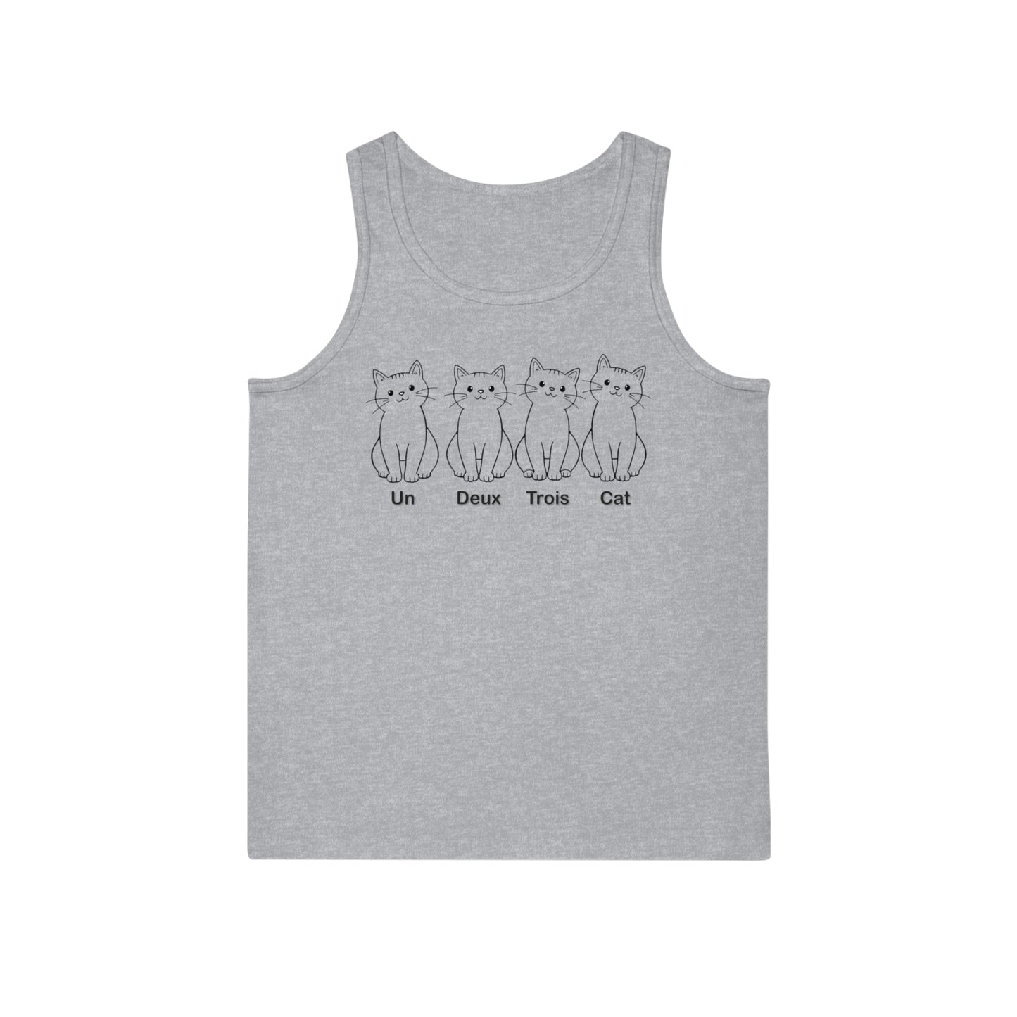 Funny Cat Unisex Softstyle™ Tank Top - 'Un Deux Trois Cat'