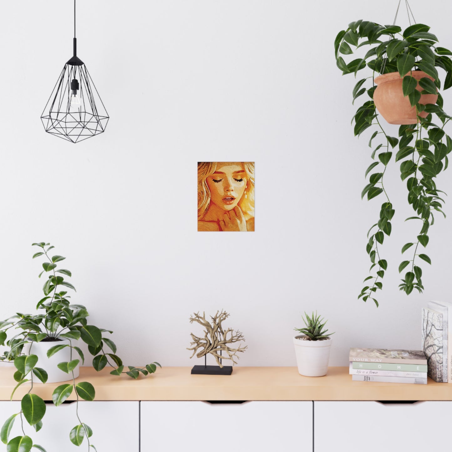 “Golden Reverie: The Serenity of a Soul in Stillness” - Elegant Matte Wall Art Poster, Inspirational Home Decor, Unique Gift for Art Lovers, Modern Aesthetic Wall Decor, Beautiful Portrait Print