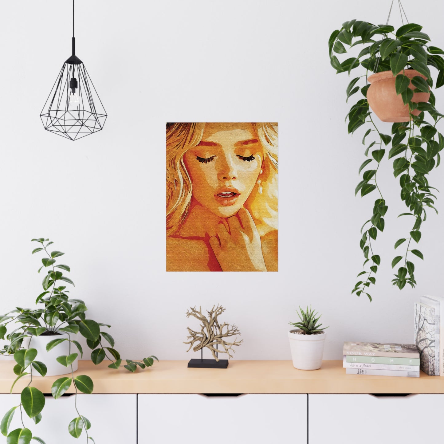 “Golden Reverie: The Serenity of a Soul in Stillness” - Elegant Matte Wall Art Poster, Inspirational Home Decor, Unique Gift for Art Lovers, Modern Aesthetic Wall Decor, Beautiful Portrait Print