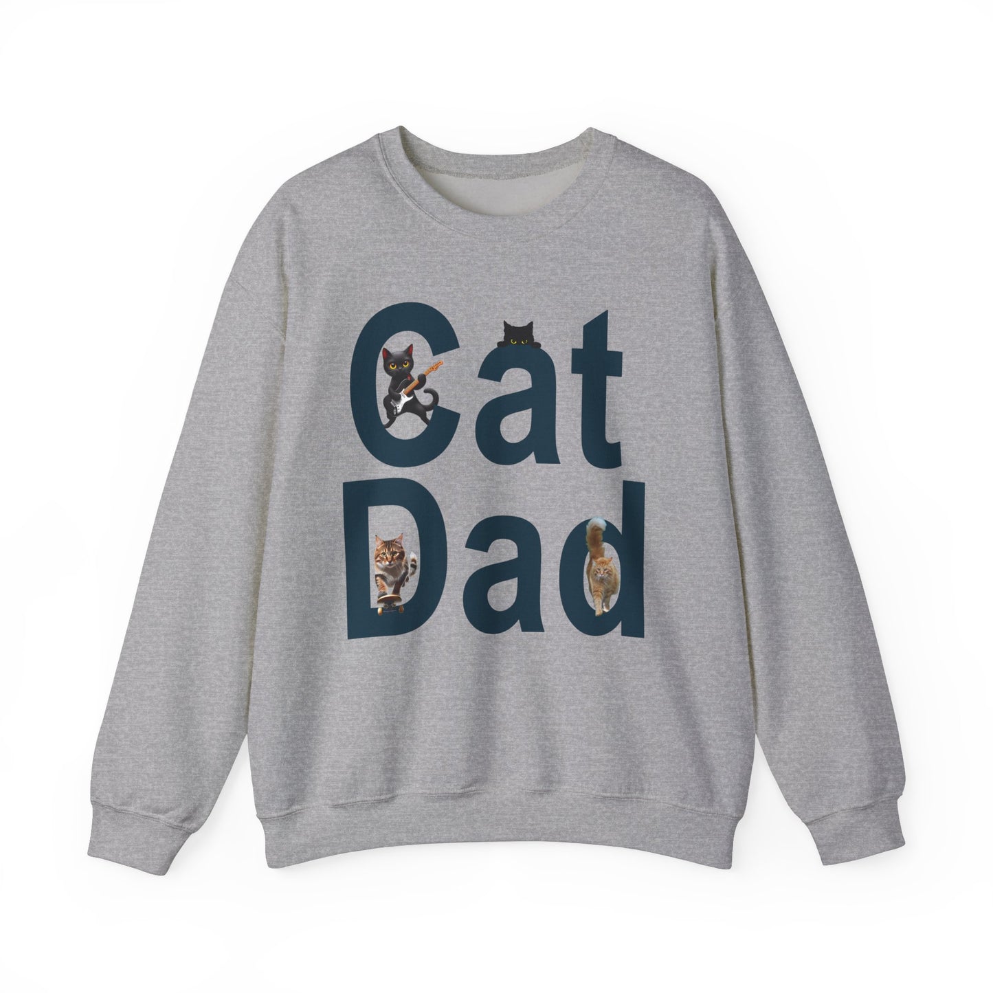 Cat Lovers Sweatshirt - Cat Dad Life: Purrfection in Progress ๐พ- Unisex Heavy Blend Crewneck