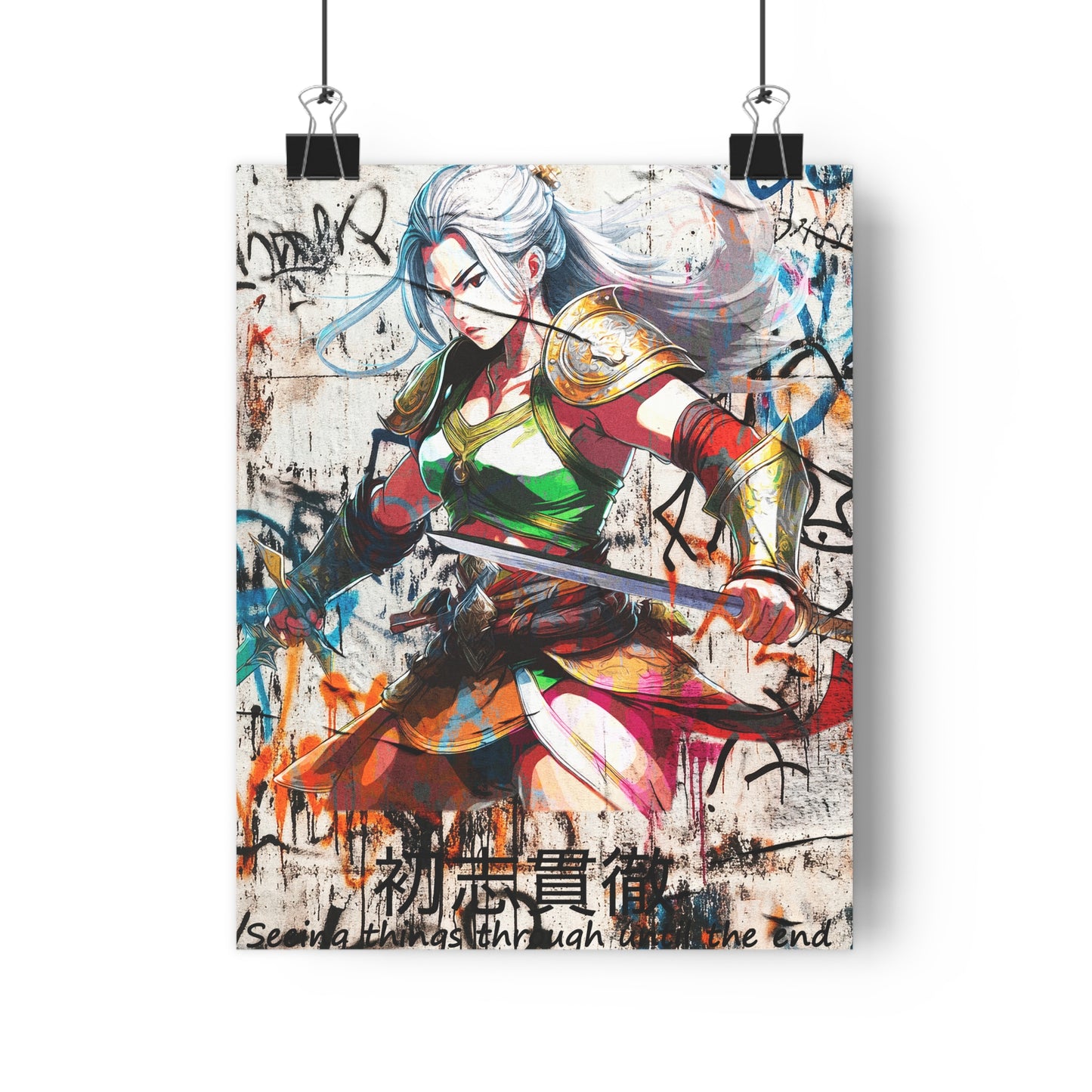Vibrant Warrior Giclée Art Print - Manga Decor, Wall Art, Anime Gift, Home Gallery, Modern Illustration