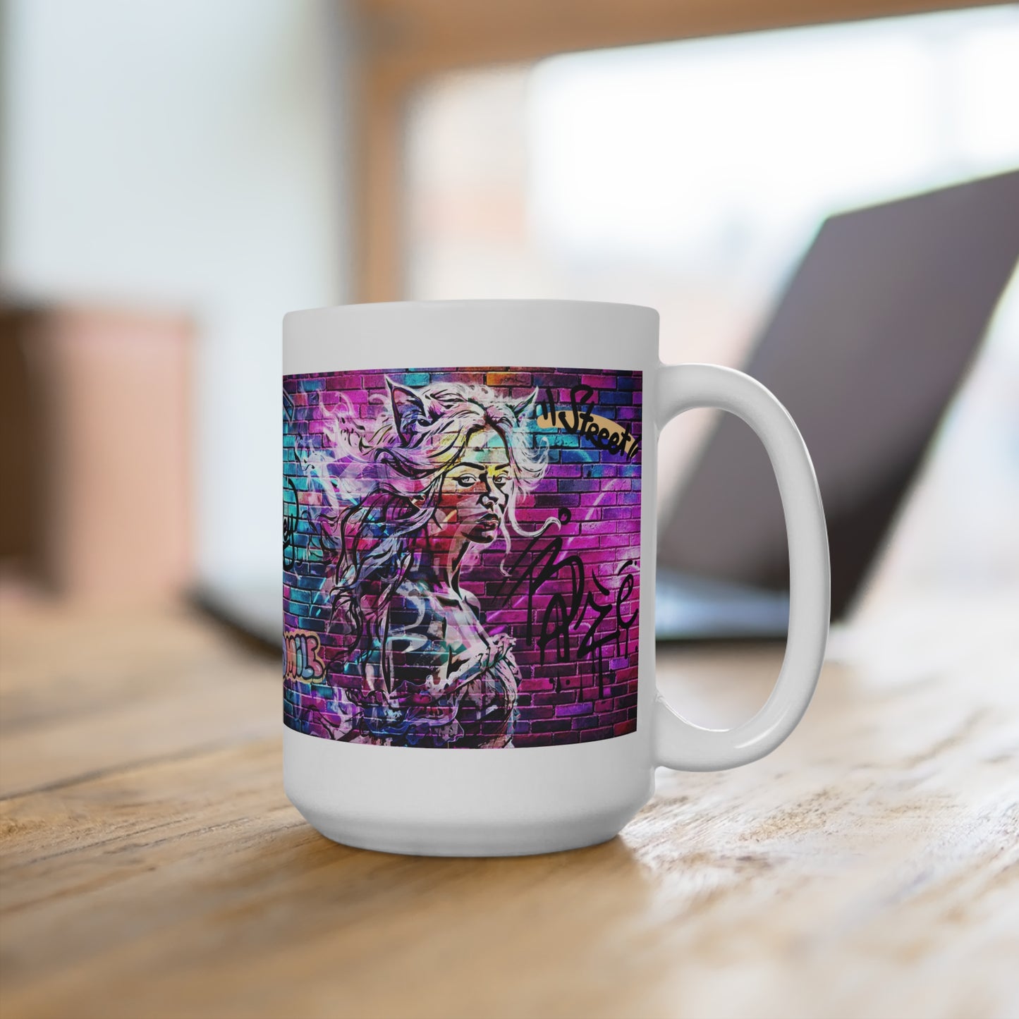 Urban Art Ceramic Mug - Graffiti Design with 'Smile'