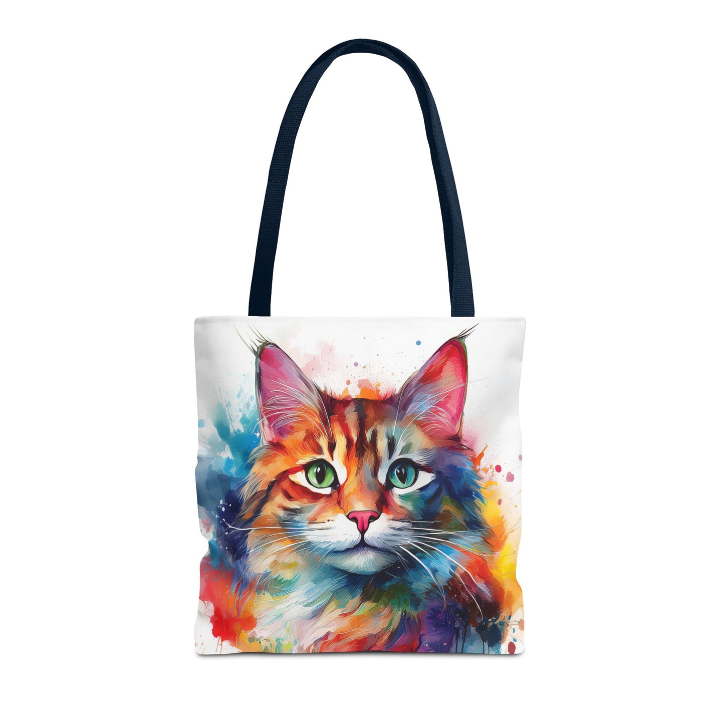 Colorful Tri-Color Cat Tote Bag: Pawsitive Vibes