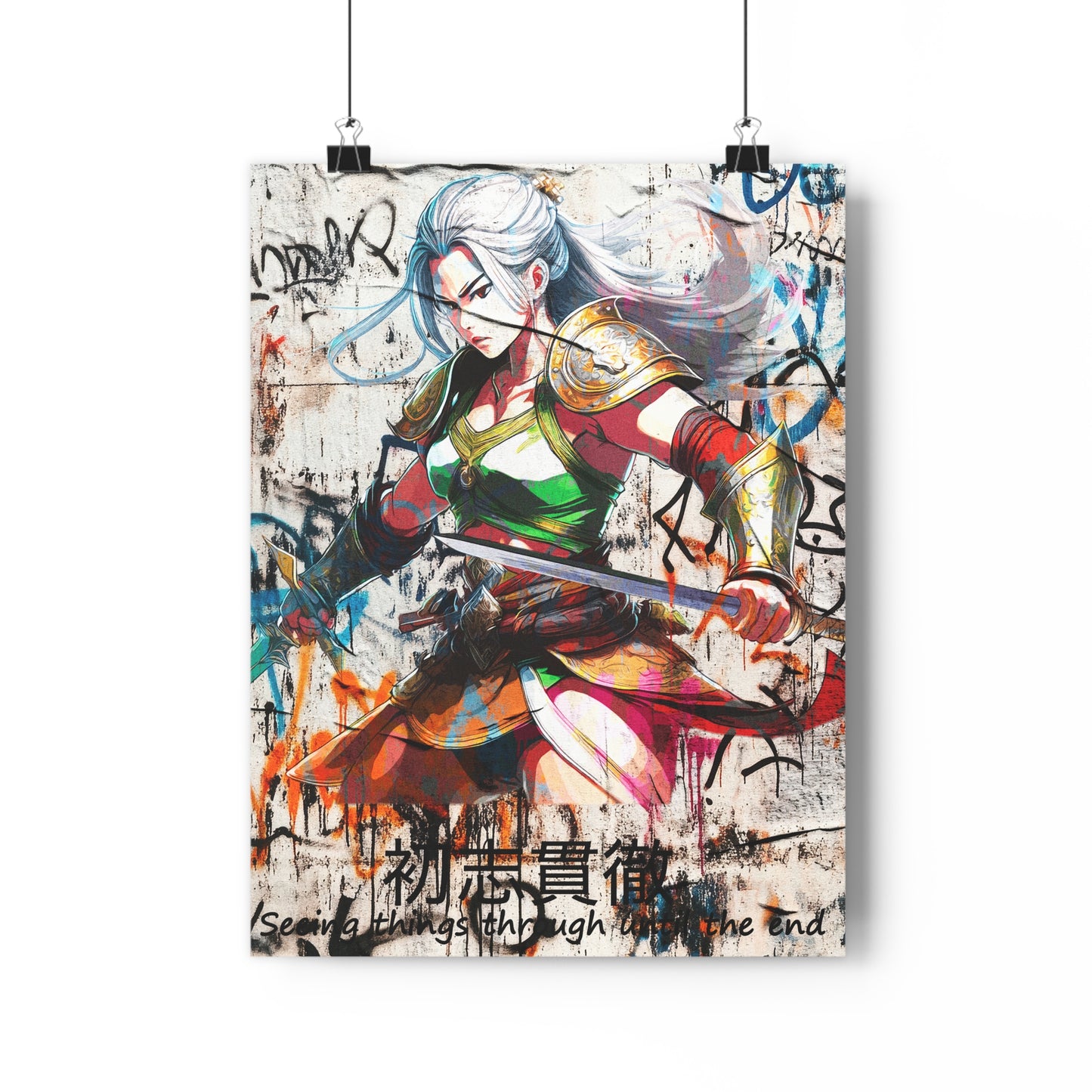 Vibrant Warrior Giclée Art Print - Manga Decor, Wall Art, Anime Gift, Home Gallery, Modern Illustration