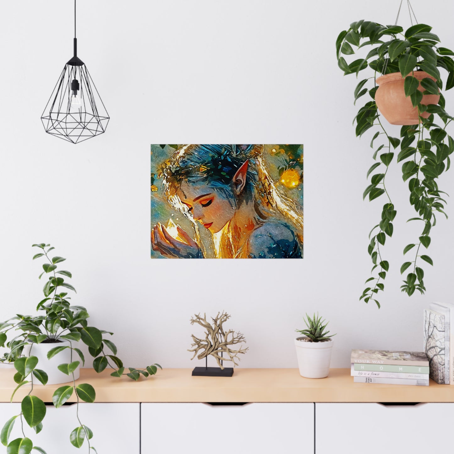 "Whispers of Light: An Enchanted Elven Dreamscape of Magic, Hope, and Inner Illumination" - Enchanting Matte Posters of Whimsical Art, Perfect for Home Decor, Gift for Art Lovers, Fairy Tale Accents, Unique Wall Art