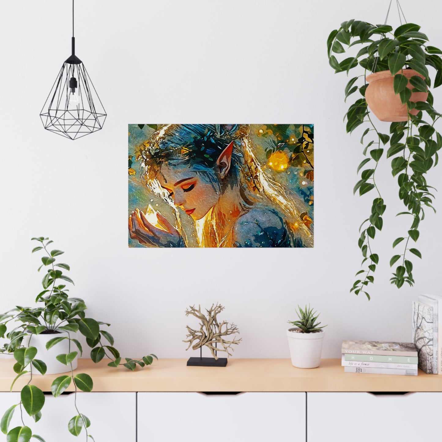 "Whispers of Light: An Enchanted Elven Dreamscape of Magic, Hope, and Inner Illumination" - Enchanting Matte Posters of Whimsical Art, Perfect for Home Decor, Gift for Art Lovers, Fairy Tale Accents, Unique Wall Art