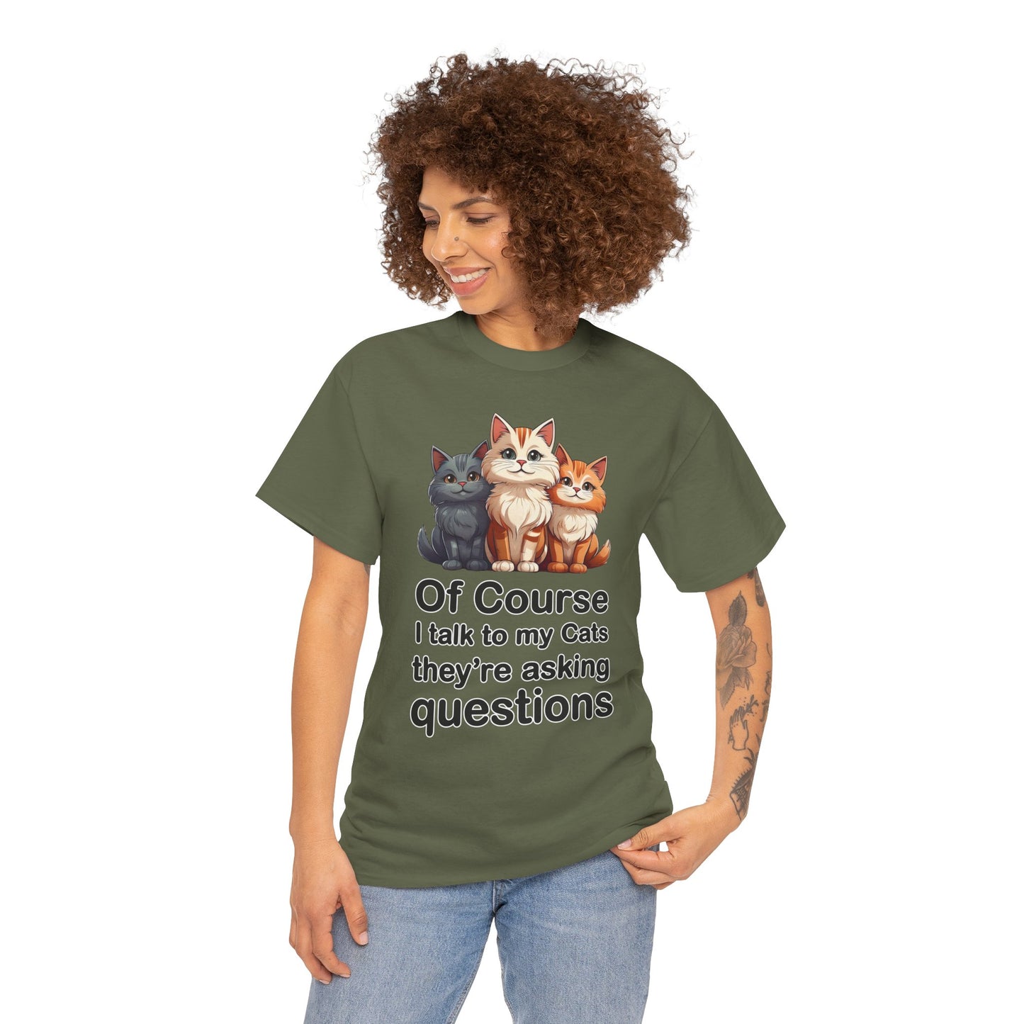 Of Course I Talk to My Cats – They’re the Real MVPs 🐾💬 - Funny Cat Lovers Unisex Heavy Cotton Tee - Perfect for Gifts, Pet Owners, Birthdays, Cat Appreciation Day, or Casual Wear