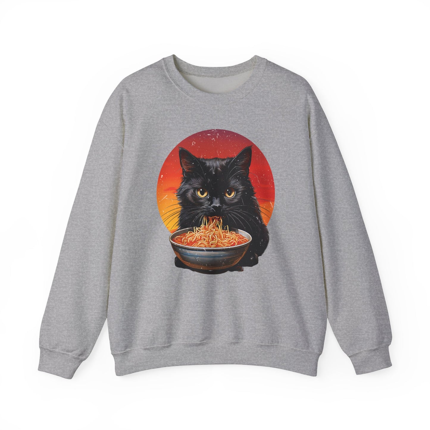 Ramen Cat - Cozy Cat Lover's Crewneck Sweatshirt - Purrfect for Foodies