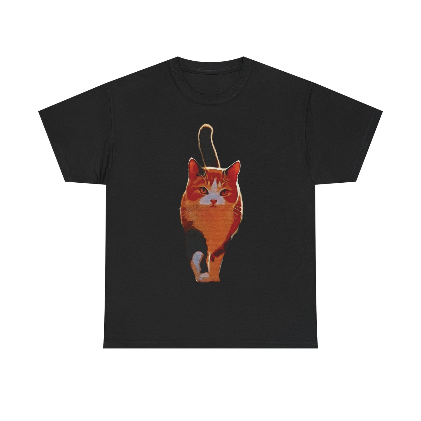 “Confident Stride: The Tri-Color Cat That Walks Like It Owns the World” - Cat Lover Unisex Heavy Cotton Tee, Cute Cat Shirt, Pet Lover Gift, Animal Tee, Casual Fashion, Gift for Cat Owners
