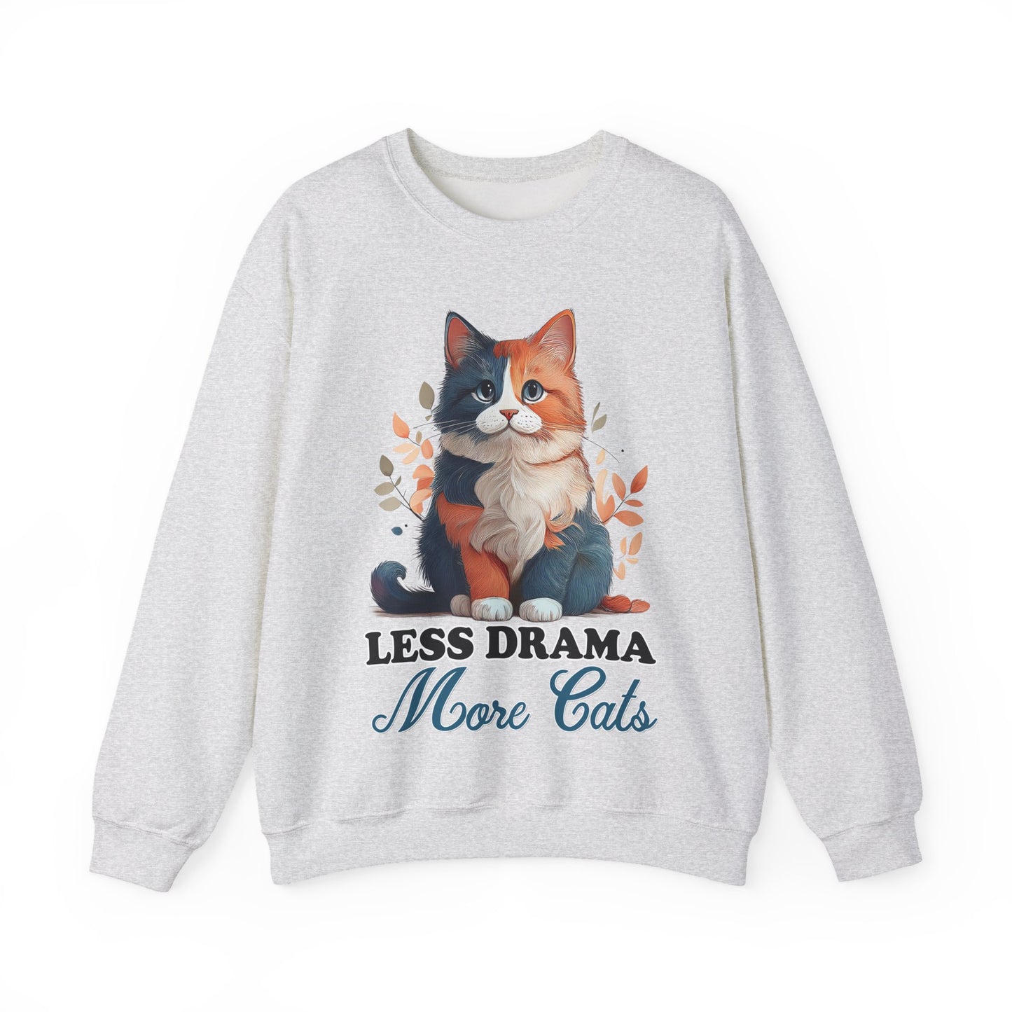 Less Drama, More Cats โ Purrfect Peace in Style ๐พโจ - Cat Lover Crewneck Sweatshirt | Less Drama More Cats | Cozy Gift for Cat Owners, Animal Lovers, Cute Cat Sweatshirt