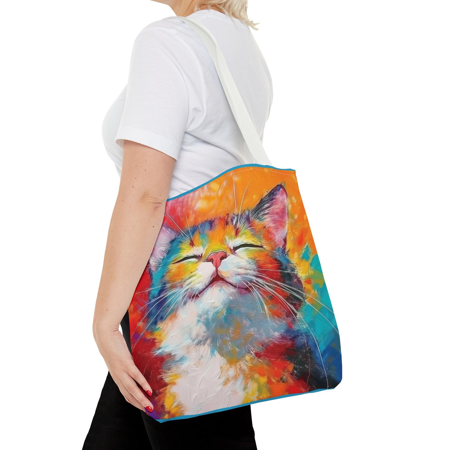 Colorful Cat Tote Bag: Pawsitive Vibes