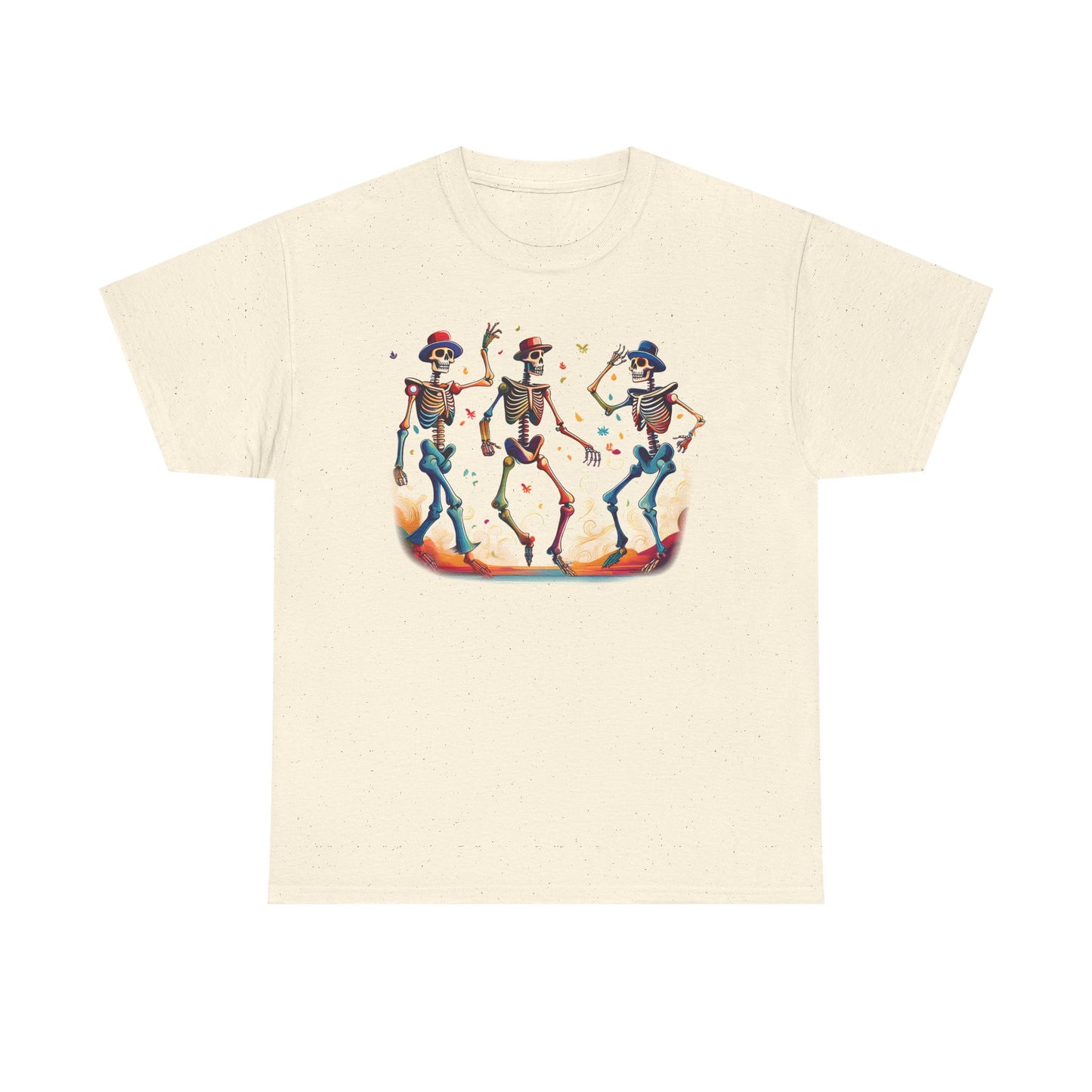Dancing Skeletons Halloween Party - Spooky Fun Celebration Art - Festive Autumn Spirit Collection - Colorful Skeleton Dance Tee, Casual Halloween T-Shirt, Unique Gift for Parties, Unisex Graphic Shirt, Fun Everyday Wear