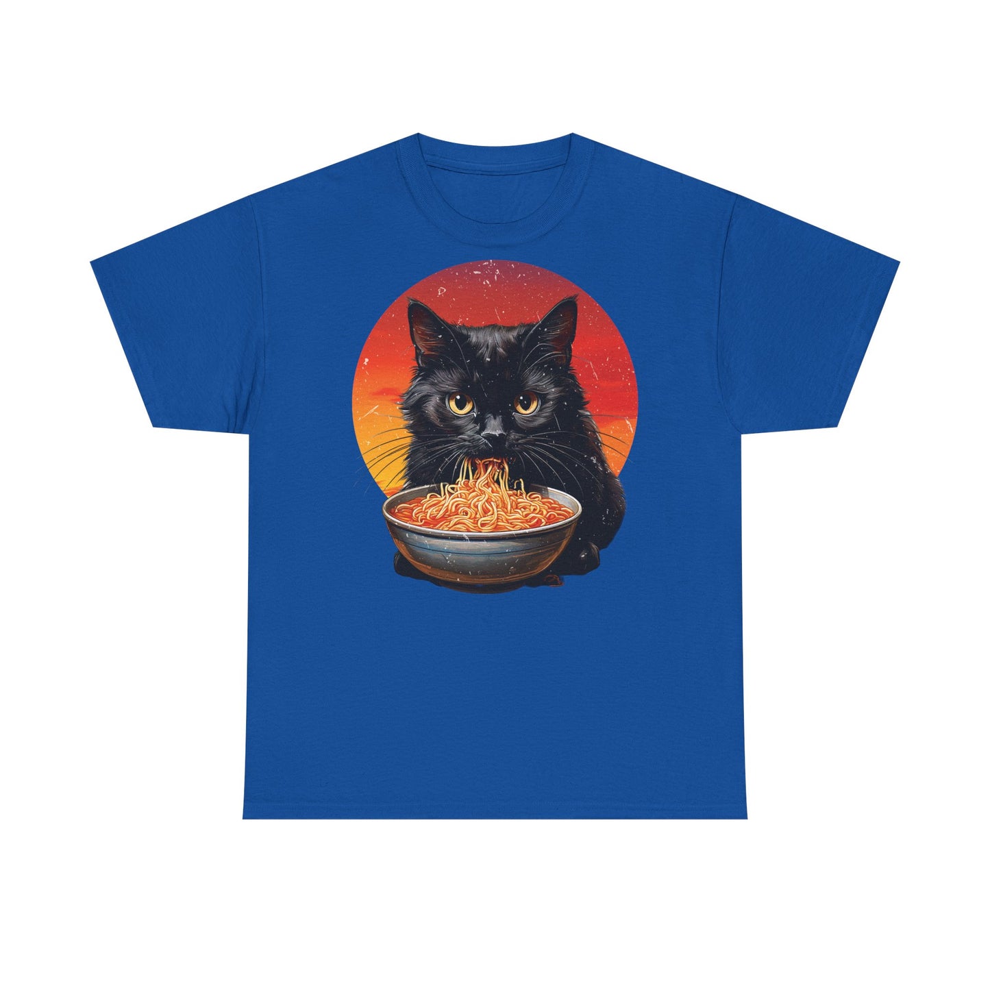 Ramen Cat - Cute Cat with Bowl of Noodles Unisex Heavy Cotton Tee
