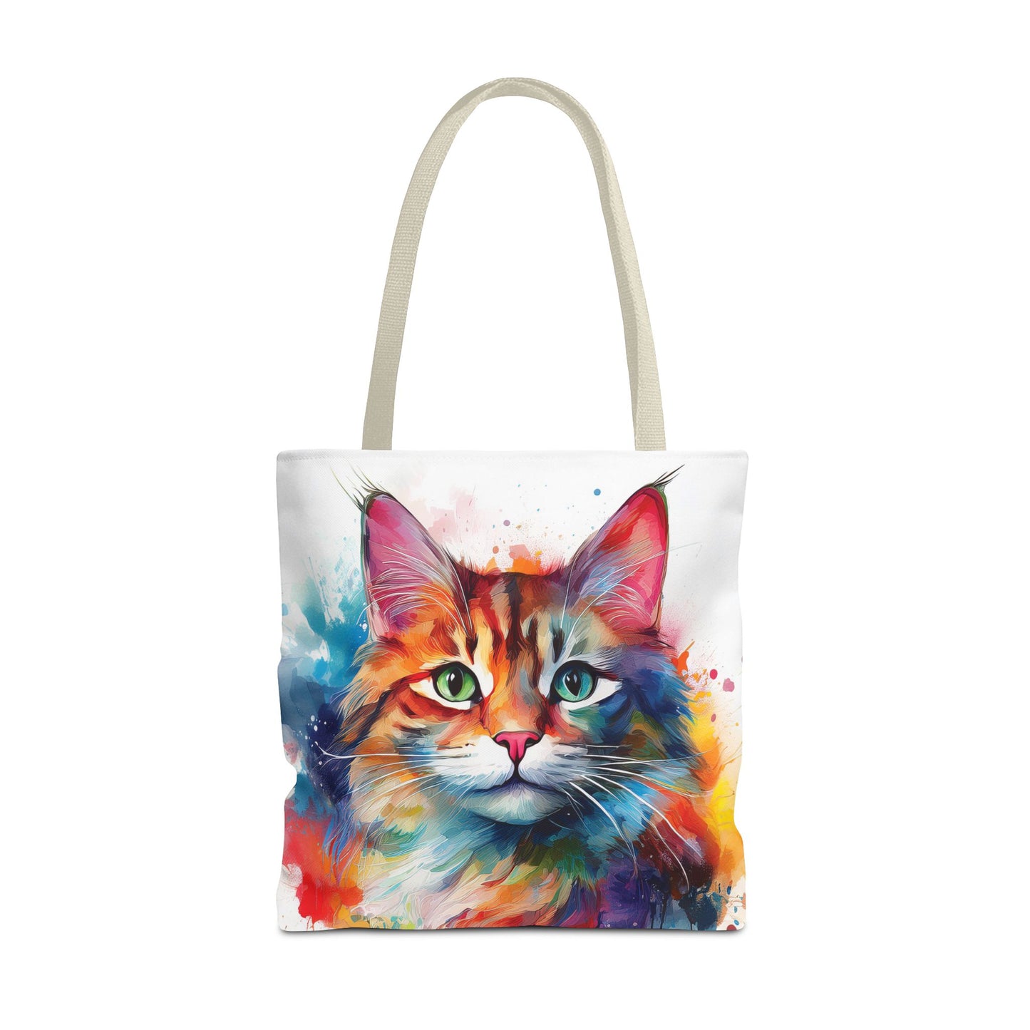 Colorful Tri-Color Cat Tote Bag: Pawsitive Vibes