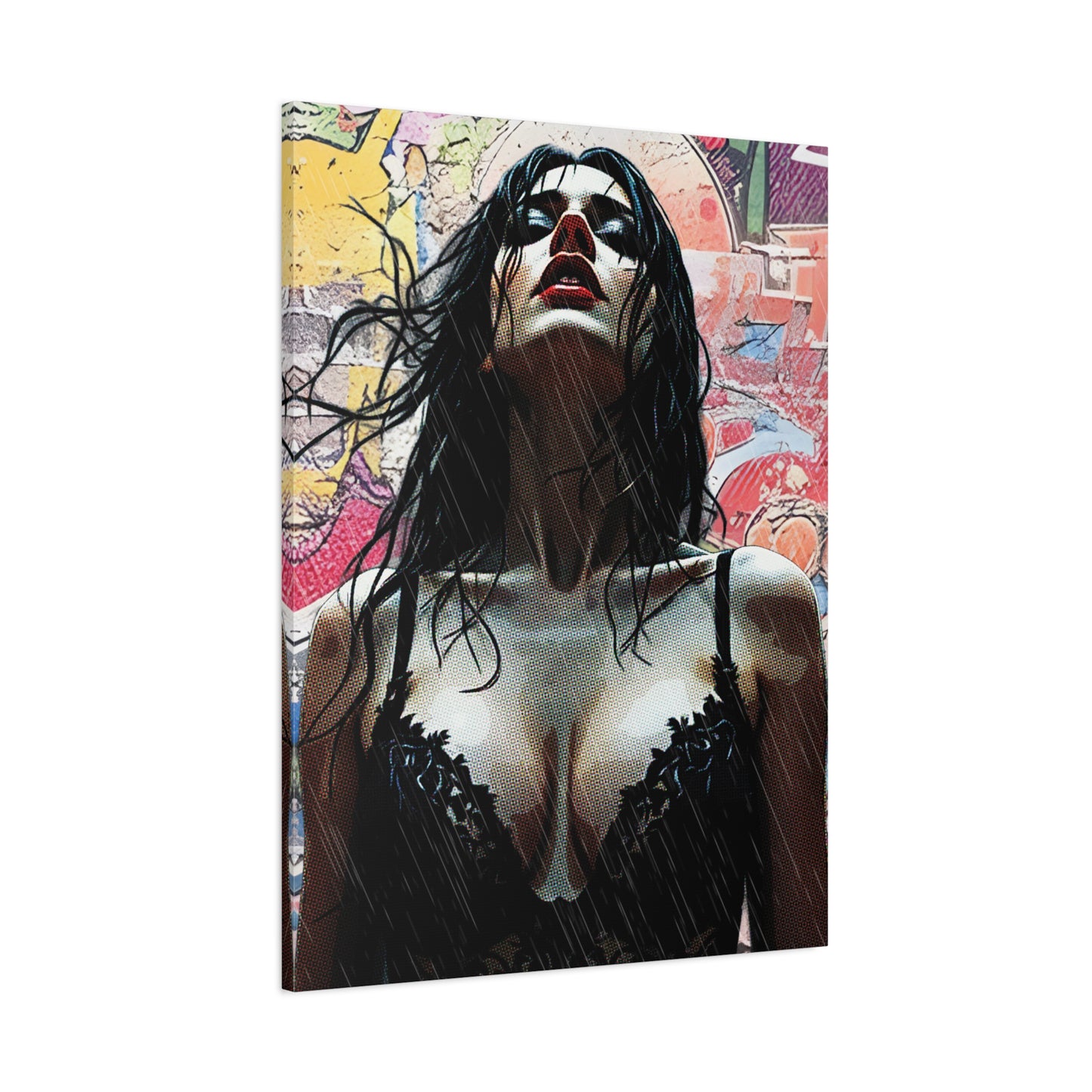 Rise Through the Storm: A Bold Expression of Strength, Passion, and Resilience in the Rain - Stretched Canvas Art Print, Wall Decor, Home Decor, Gift for Art Lovers, Modern Artwork, Contemporary Wall Art