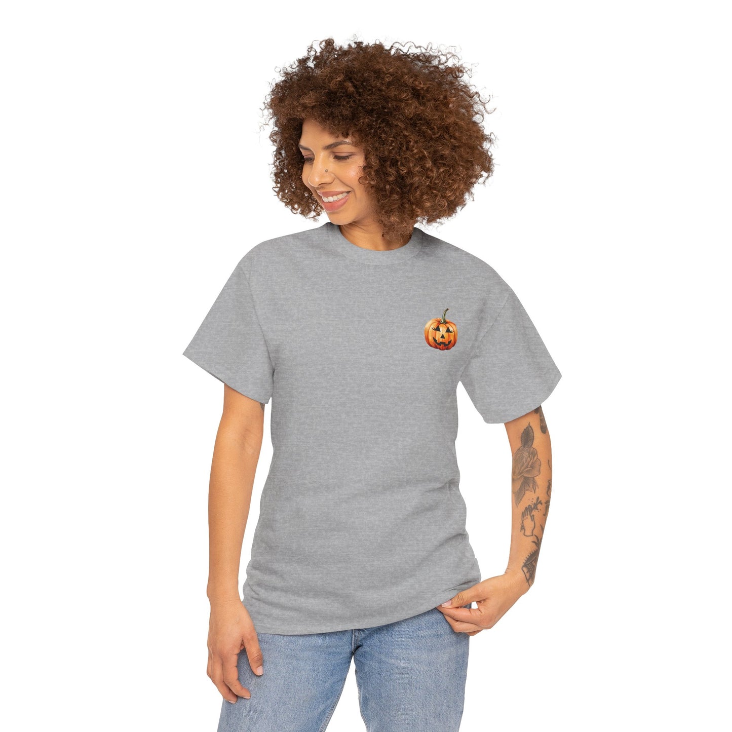 ๐ Embrace Autumn Magic - Pumpkin Bliss Collection for Cozy Season Vibes โจ - Harvest Vibes Pumpkin Cotton Tee | Fall Shirt, Halloween Apparel, Autumn Fashion, Unisex Graphic Tee, Gift for Pumpkin Lovers