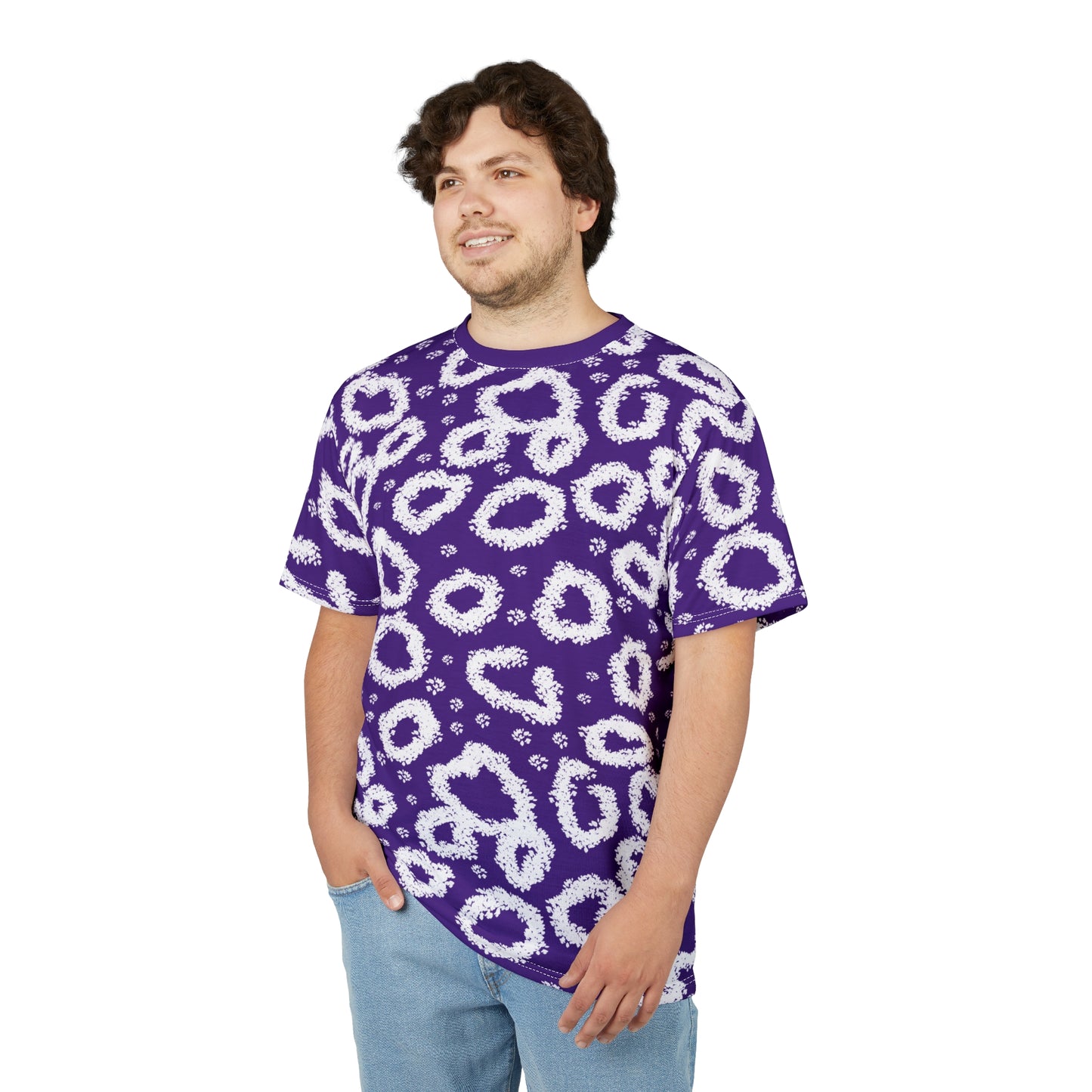 Wild Print Unisex Cut & Sew Tee - Bold Purple Leopard Design