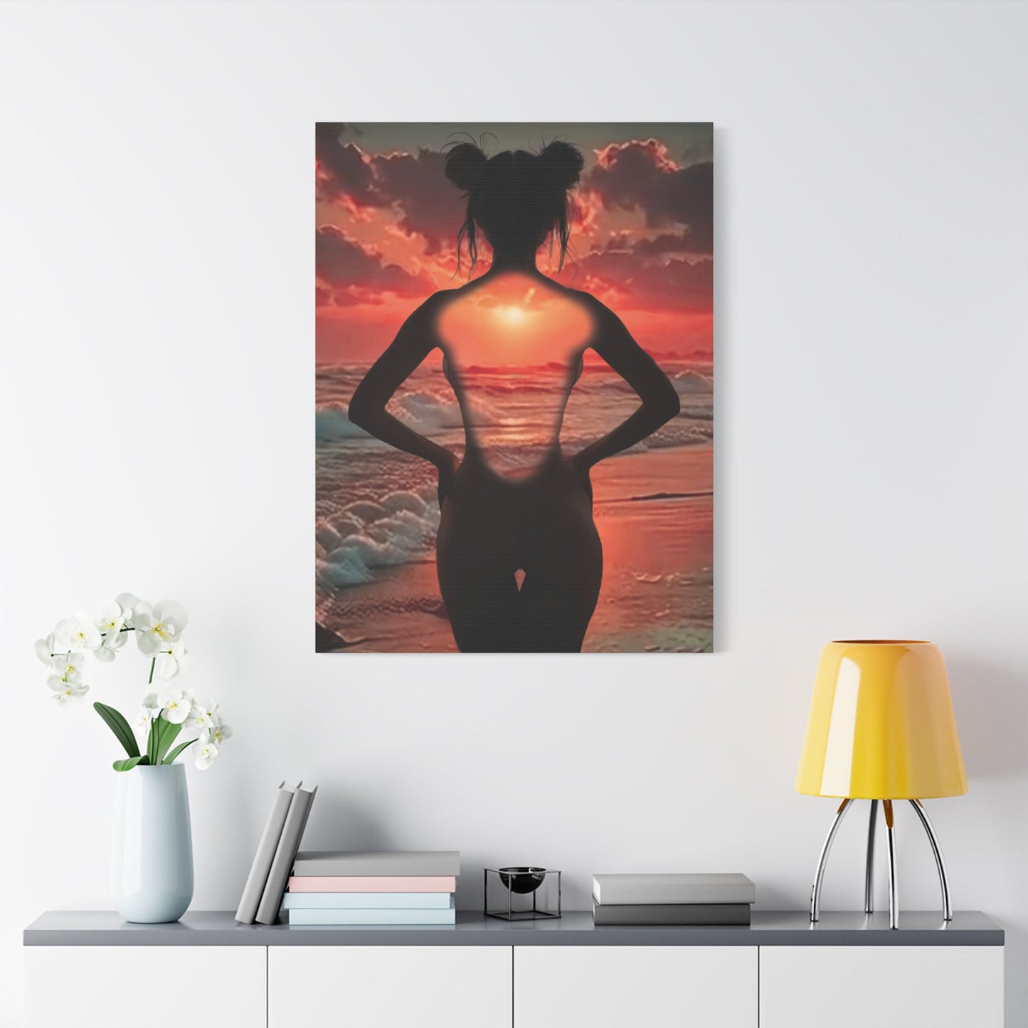 Sunset Within โ Strength That Shines Through ๐
๐ช - Sunset Silhouette Canvas Art, Modern Home Decor, Inspirational Wall Art, Unique Gift Idea, Beach Lover's Wall Hanging
