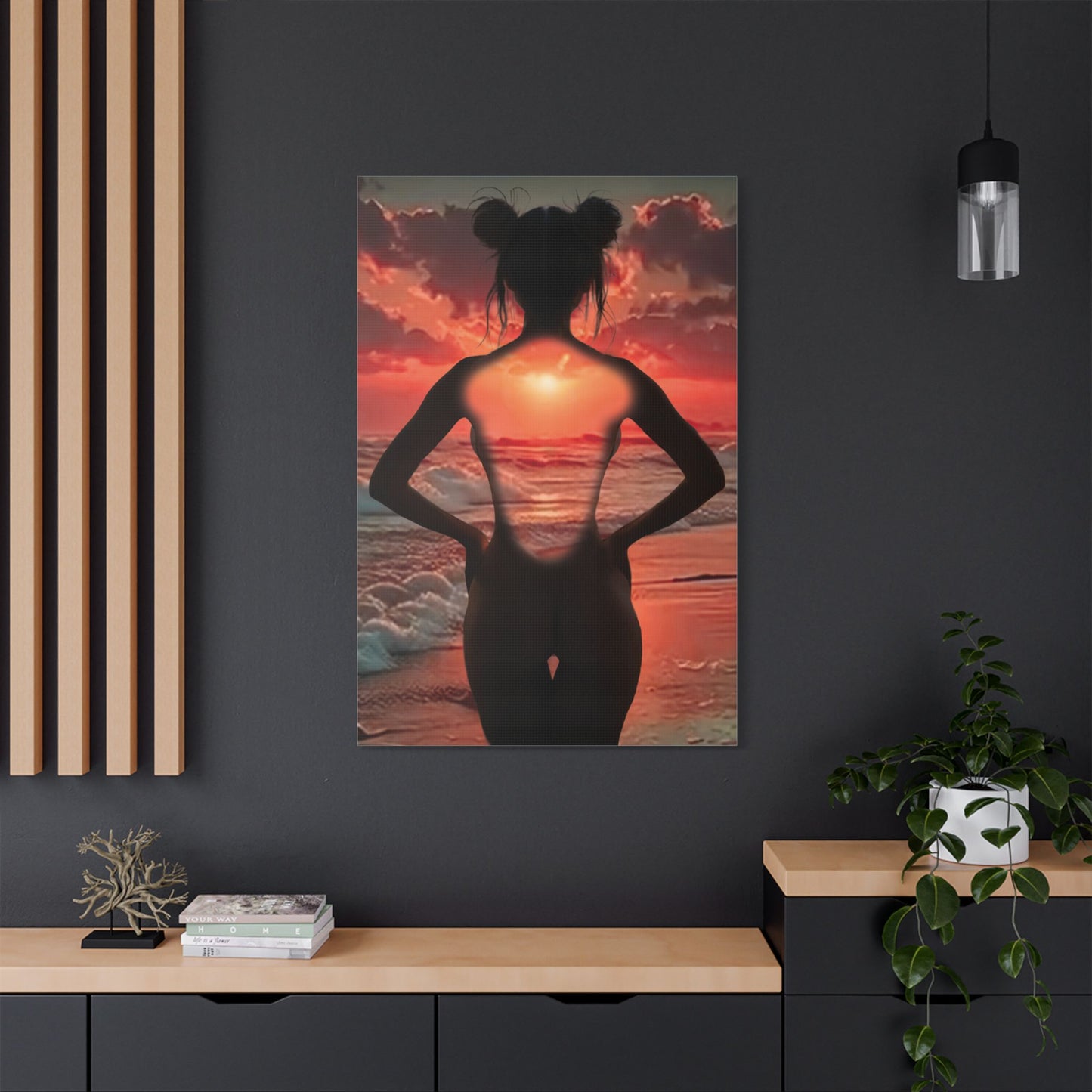 Sunset Within โ Strength That Shines Through ๐
๐ช - Sunset Silhouette Canvas Art, Modern Home Decor, Inspirational Wall Art, Unique Gift Idea, Beach Lover's Wall Hanging