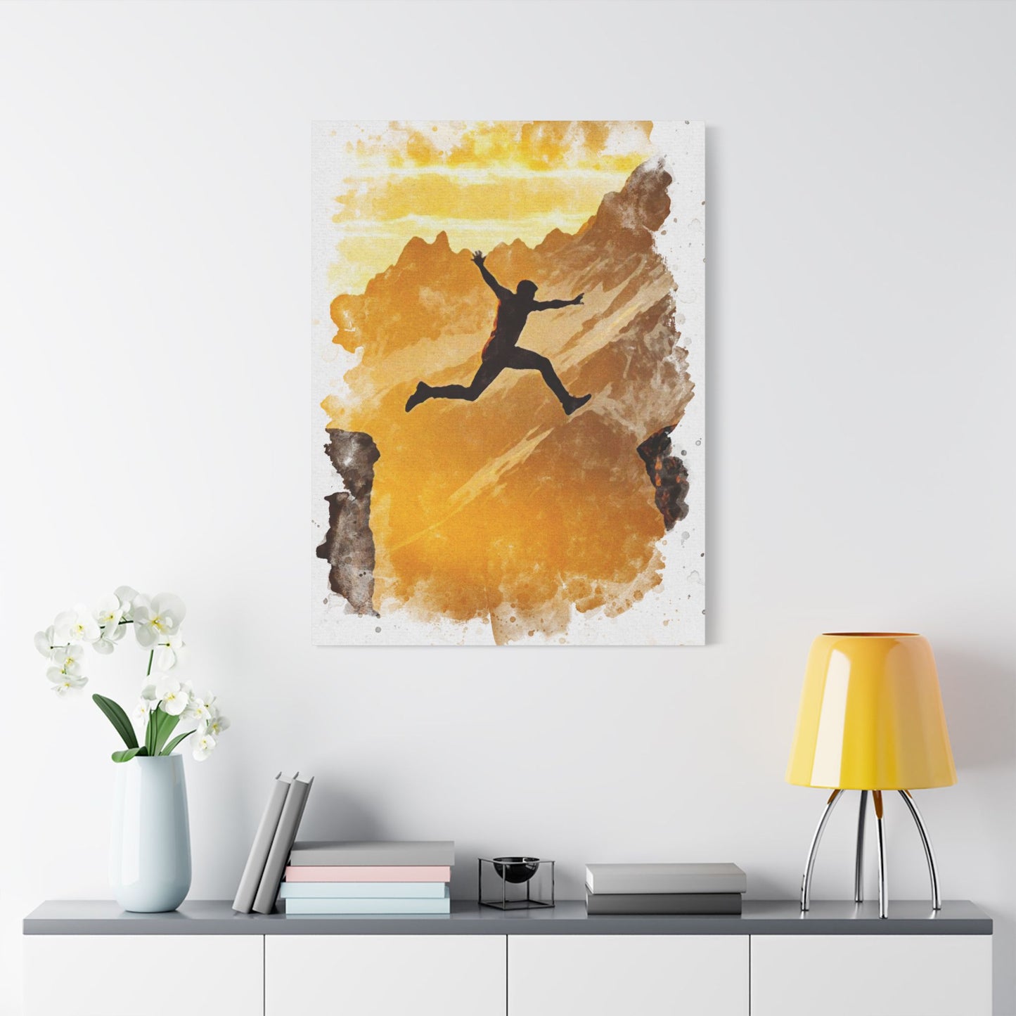 "Dare" - Leap of Light – Courage in Motion, Painted in Gold 🌄🦅 - Inspirational Wall Art Print, Motivation Canvas, Adventure Decor, Nature Artwork, Gift for Explorers, Home or Office Decoration