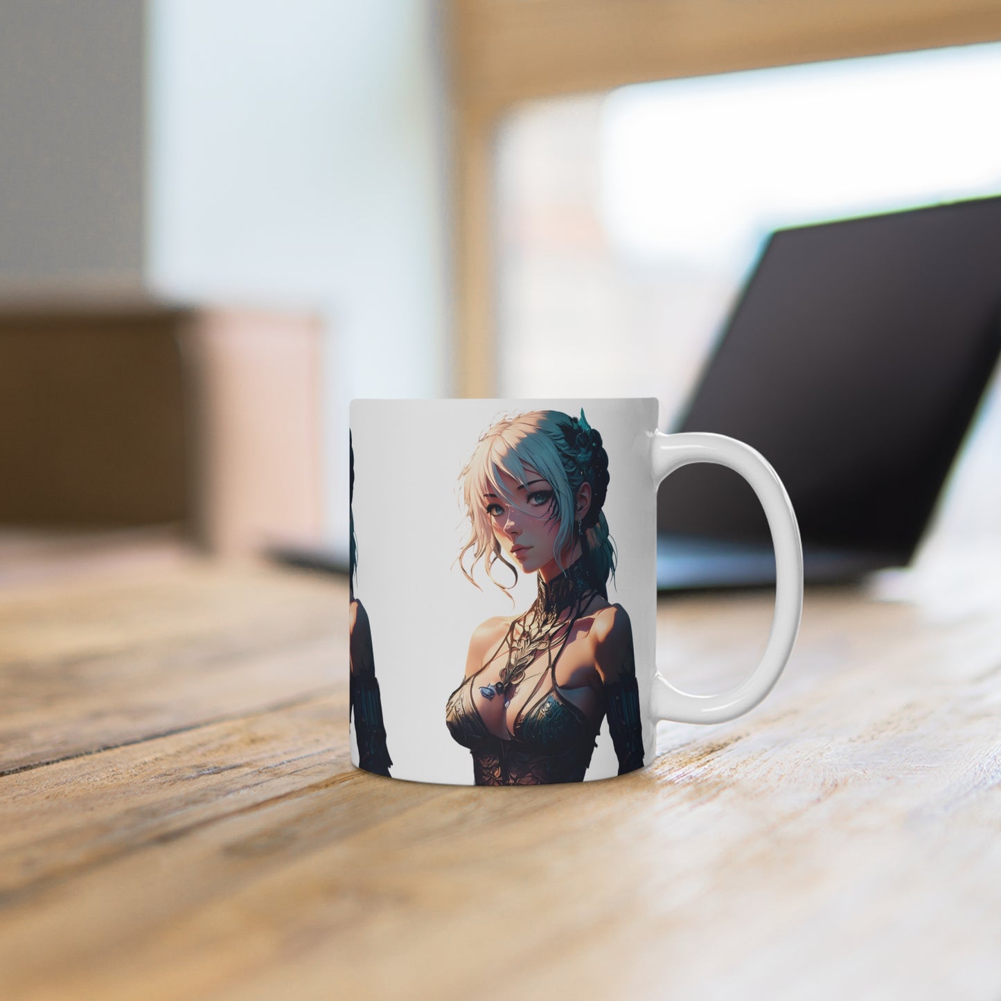 Anime / Manga-Inspired Ceramic Mug, Cat Girl Coffee Cup, Gift for Anime Lovers, Manga Mug, Unique Kawaii Drinkware