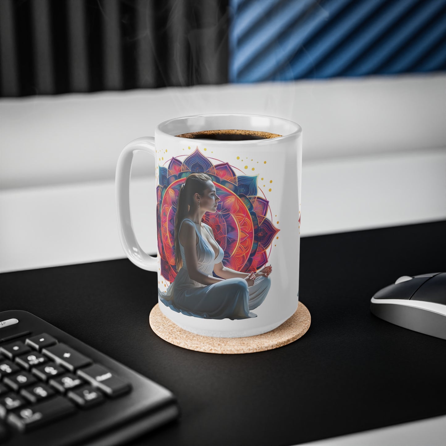 Meditative Spirit Ceramic Coffee Cups | 11oz & 15oz | Mindfulness Gifts, Yoga Lovers, Meditation, Wellness Décor, Personalize Your Drink