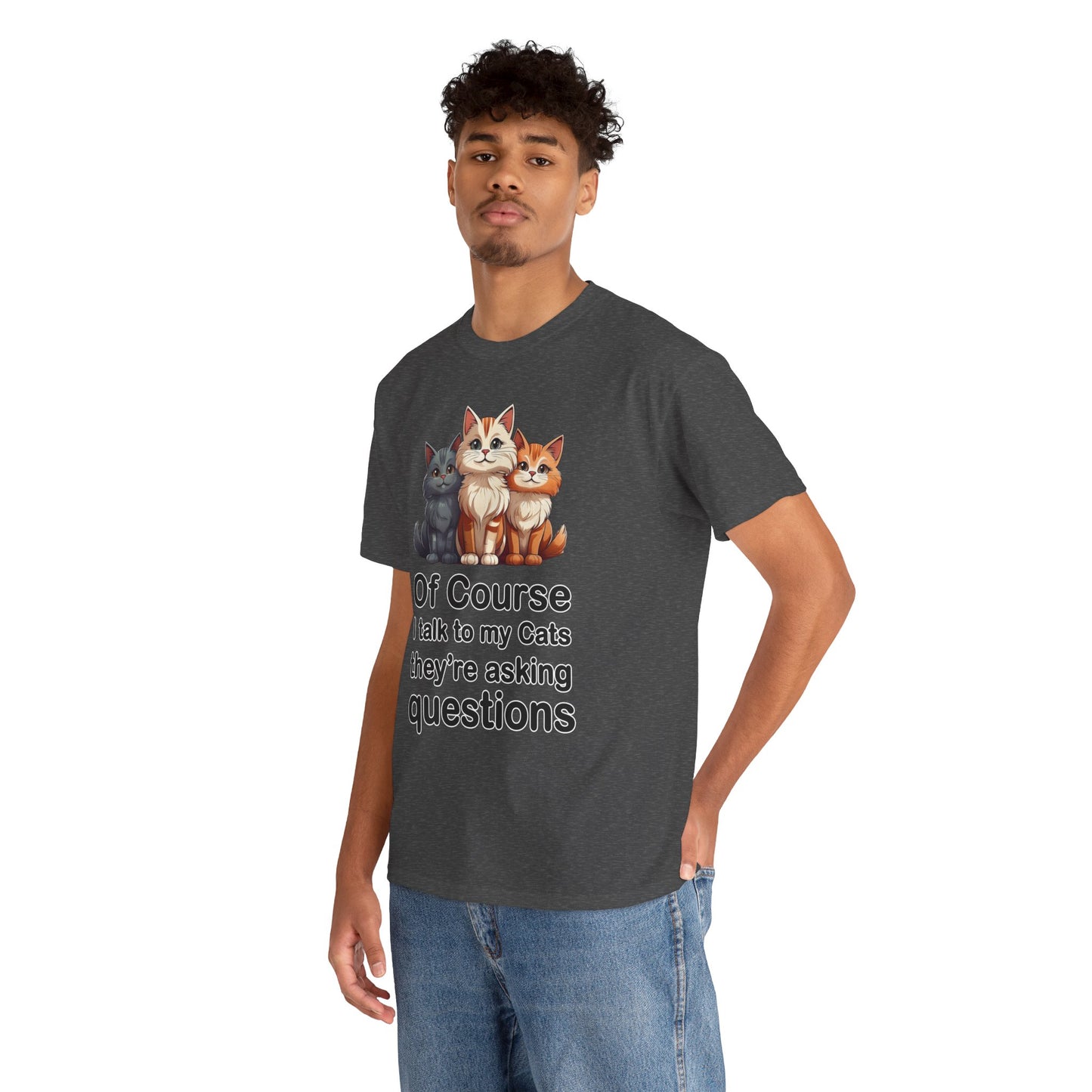 Of Course I Talk to My Cats – They’re the Real MVPs 🐾💬 - Funny Cat Lovers Unisex Heavy Cotton Tee - Perfect for Gifts, Pet Owners, Birthdays, Cat Appreciation Day, or Casual Wear