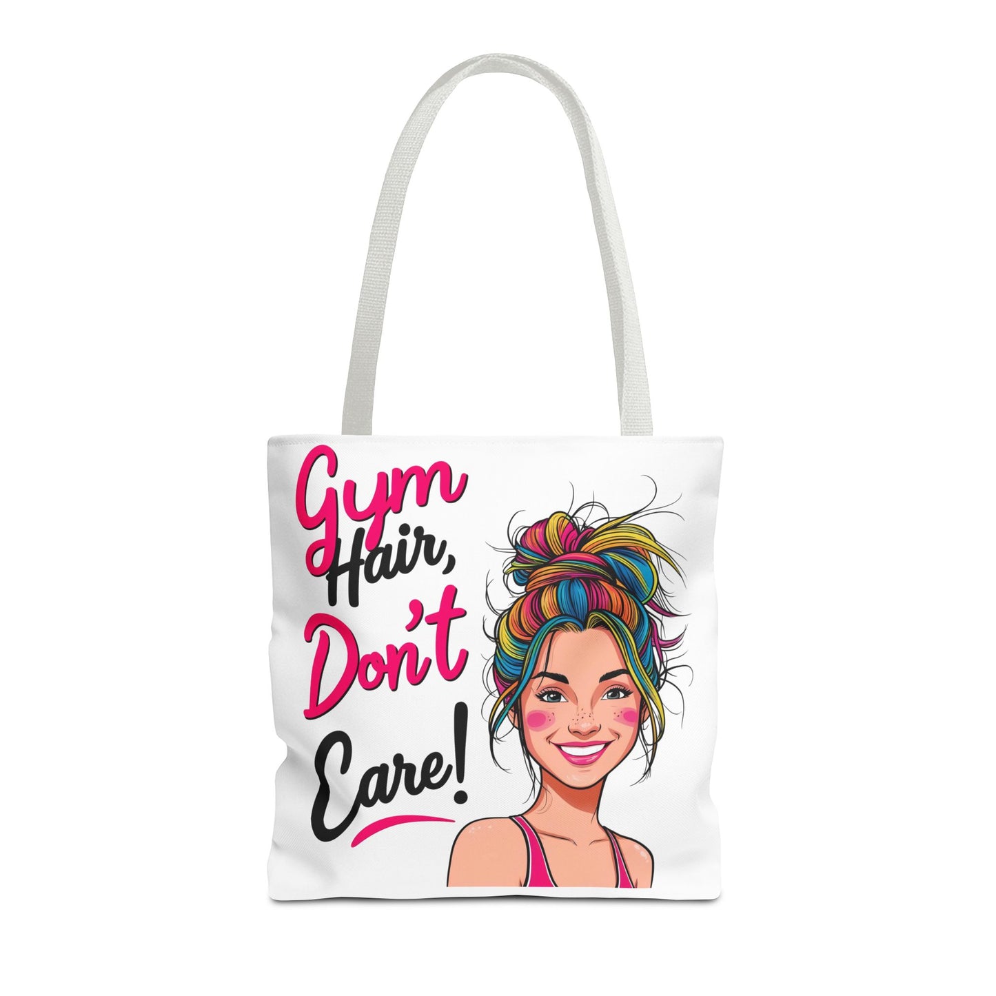 Fun Gym Tote Bag - 'Gym Hair, Don't Care!' - Perfect for Fitness Enthusiasts